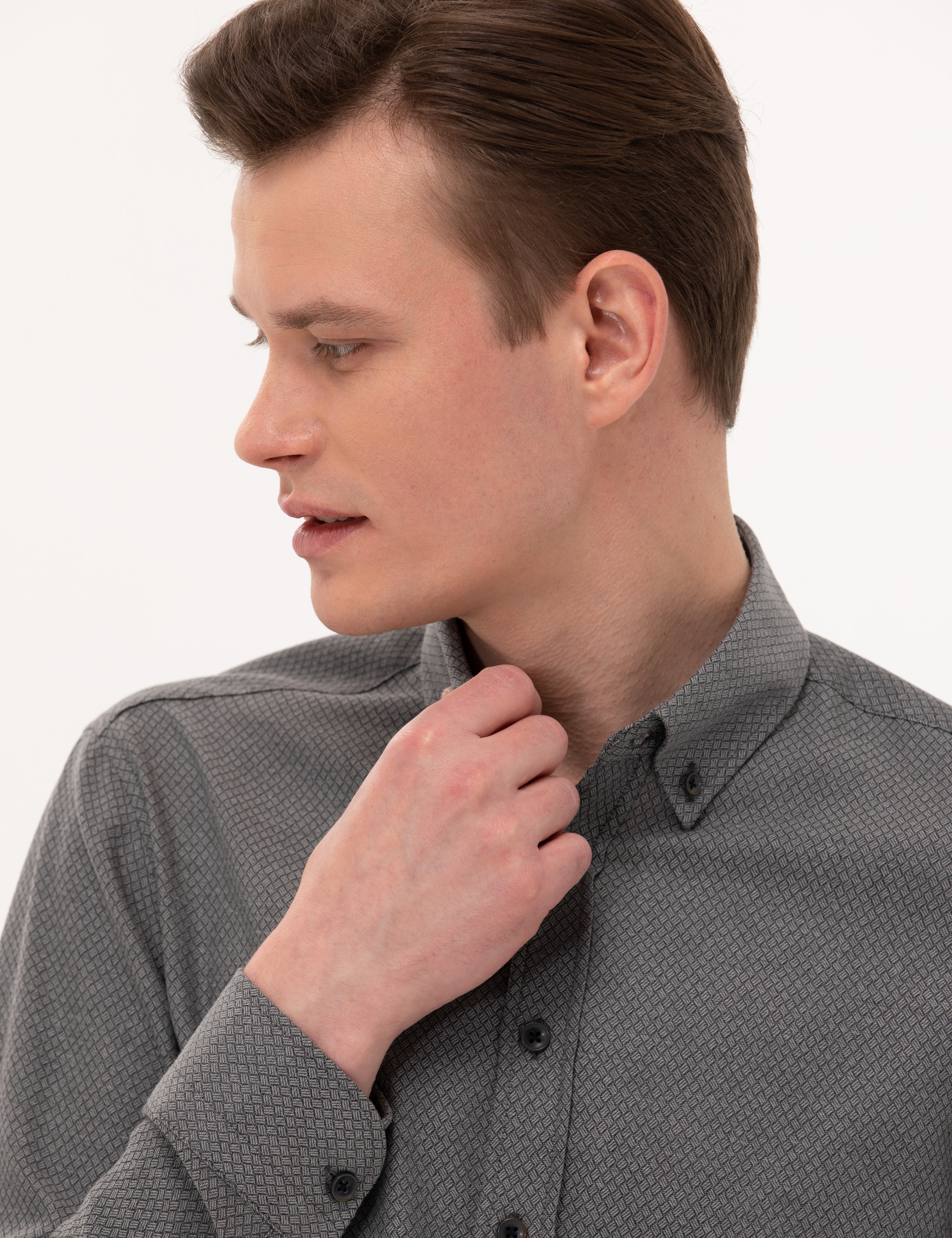 Siyah Slim Fit Uzun Kollu Gömlek - Image 2