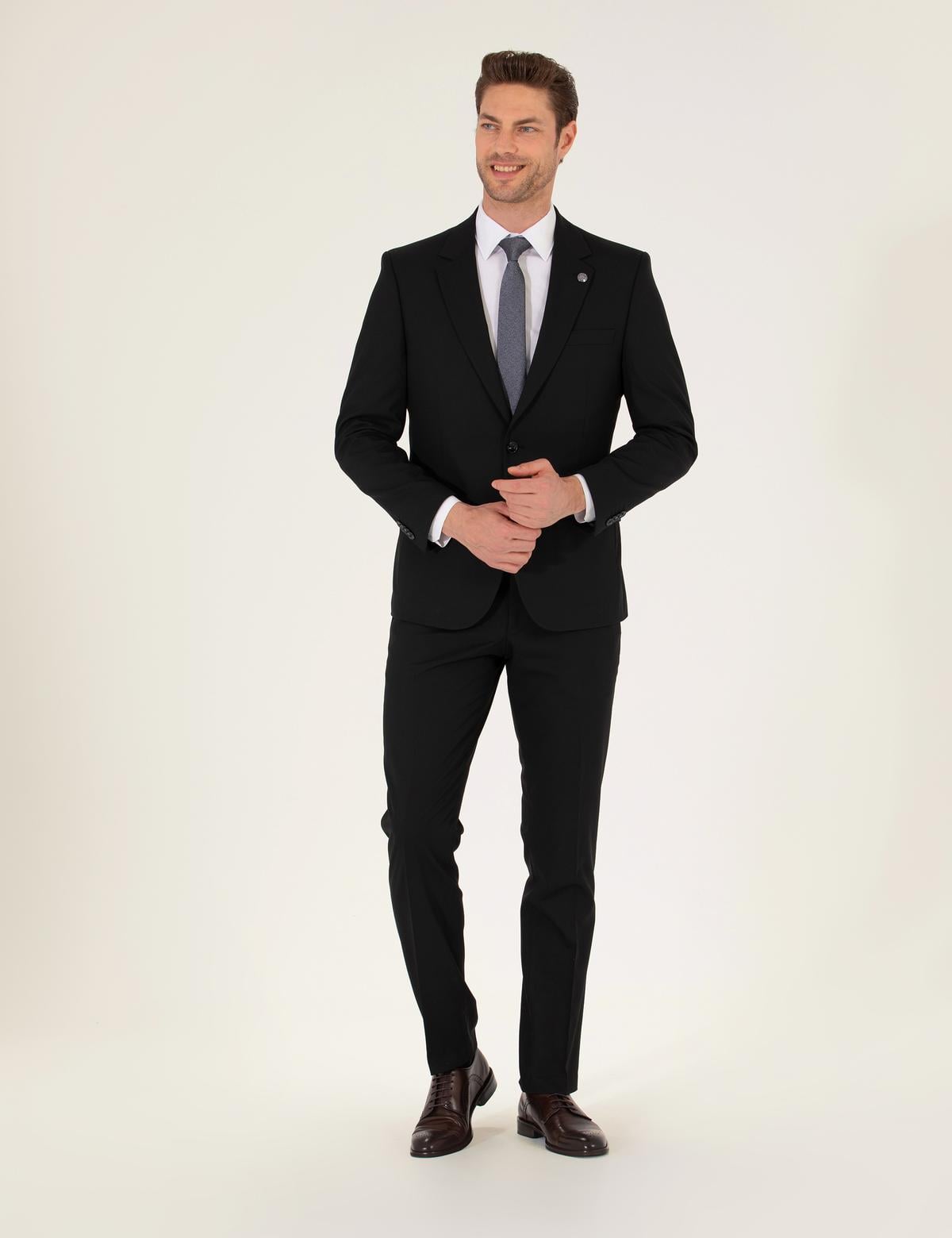 Siyah Slim Fit Takım Elbise