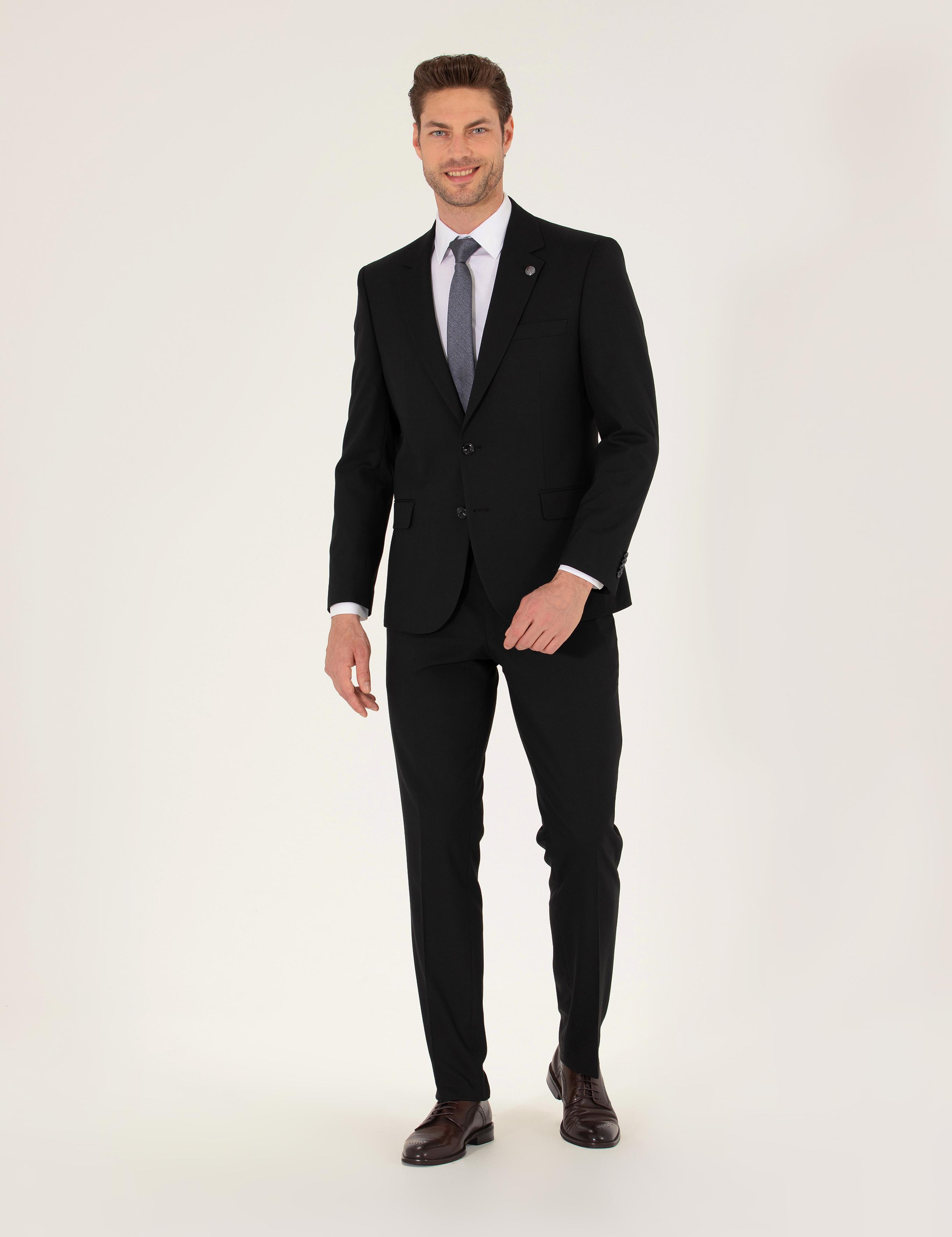 Siyah Slim Fit Takım Elbise