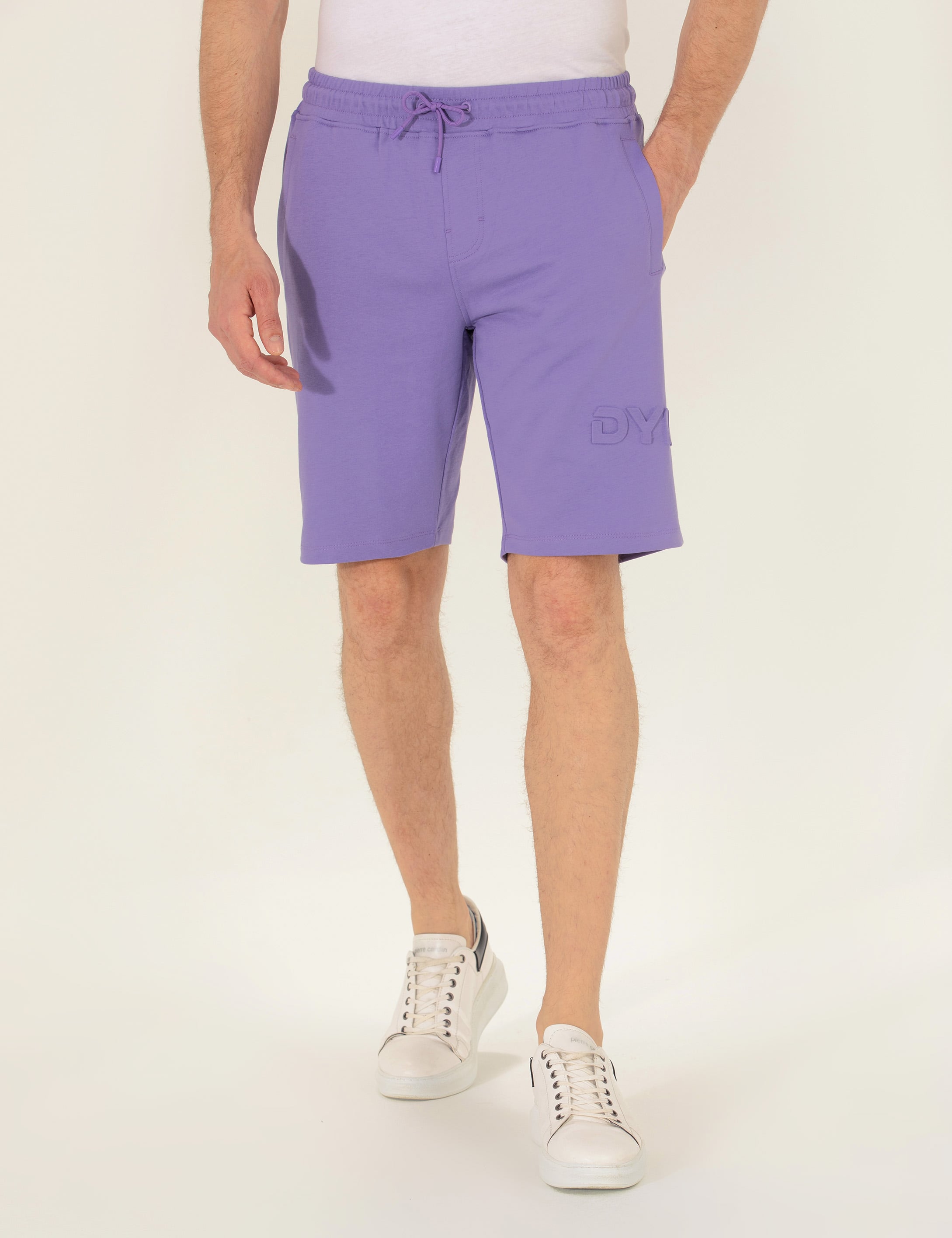 Lila Slim Fit Örme Şort - Image 3