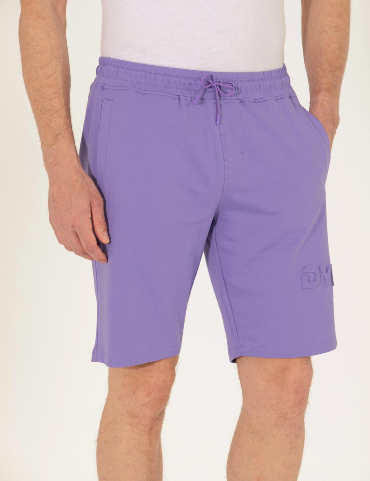 Lila Slim Fit Örme Şort - 50266787036