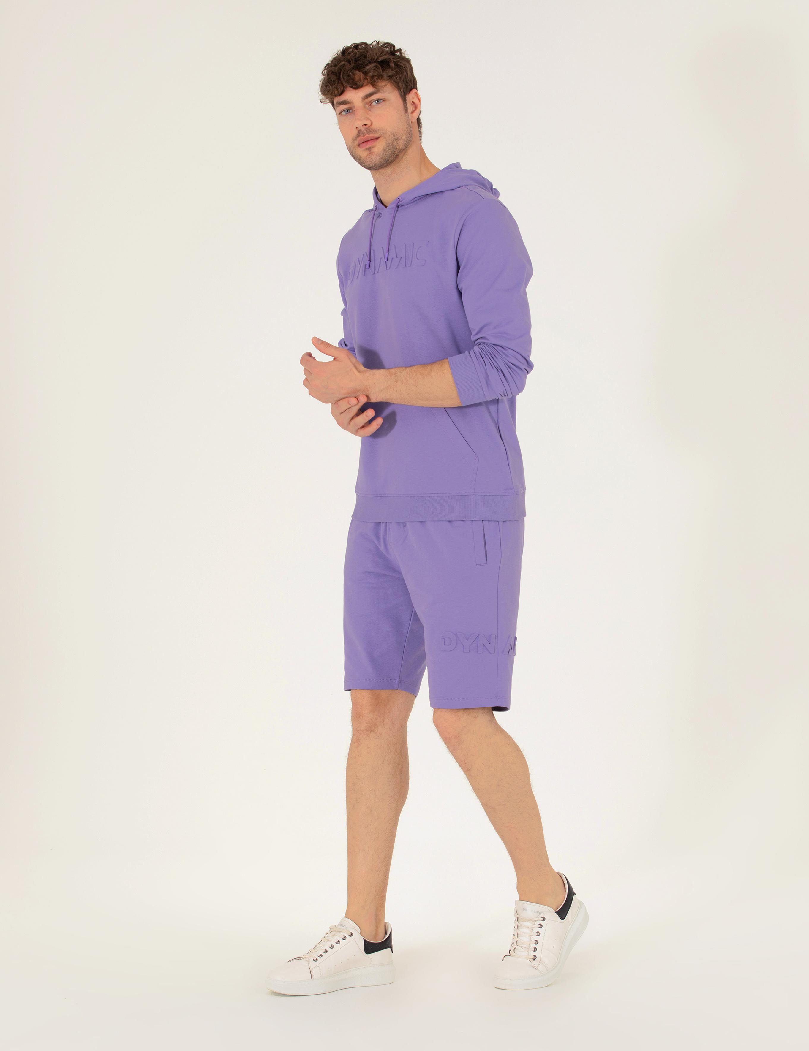 Lila Slim Fit Örme Şort