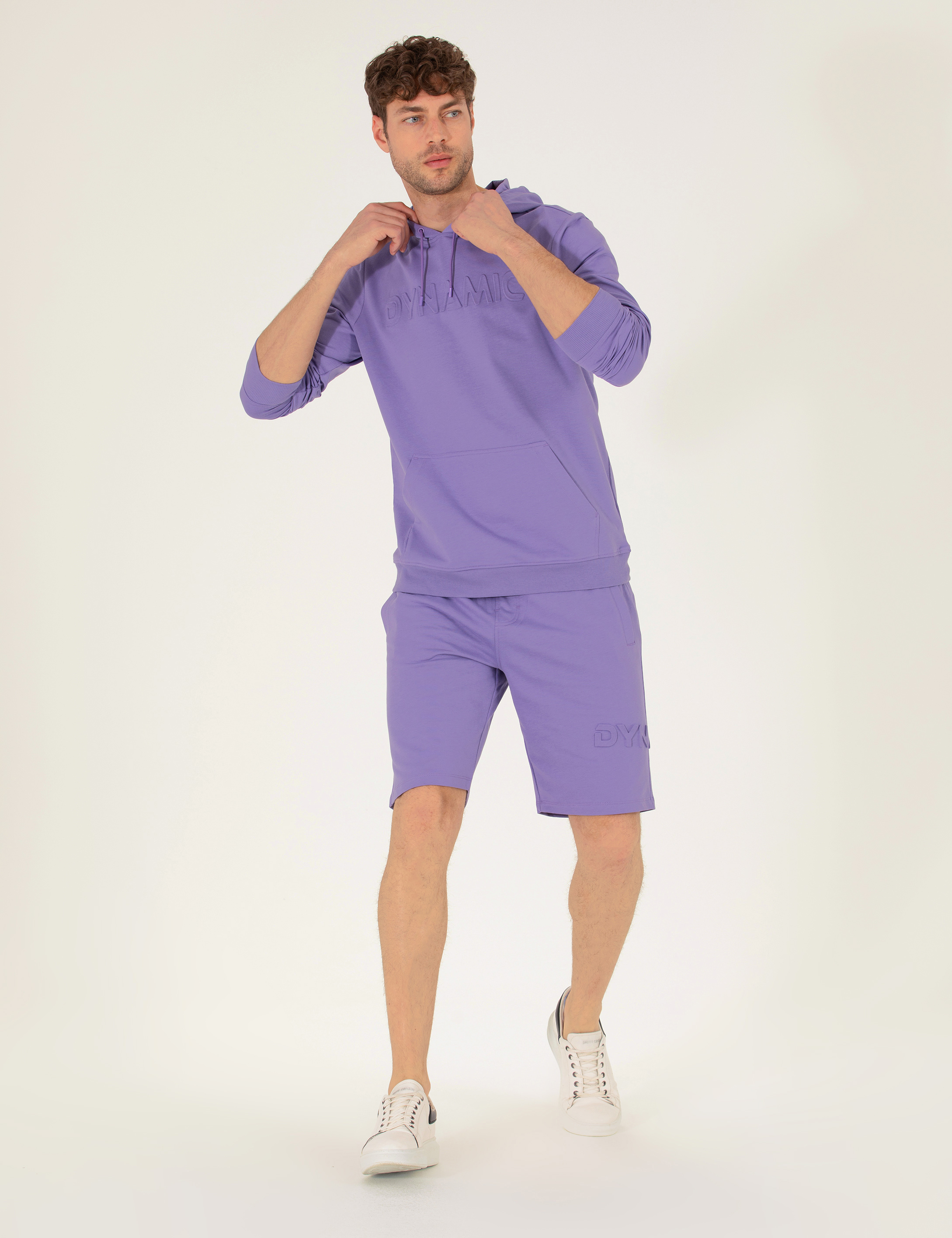 Lila Slim Fit Örme Şort