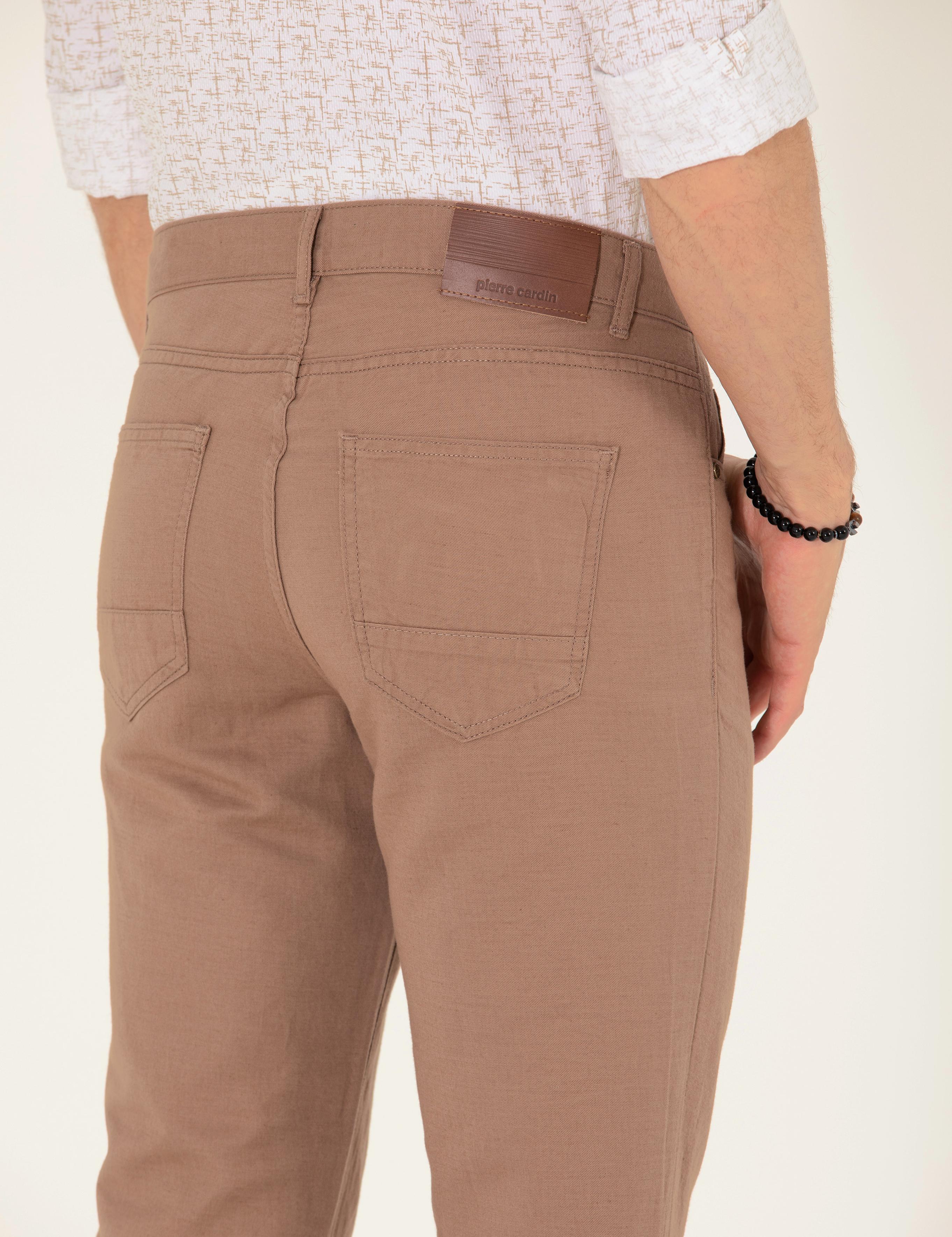 Vizon Slim Fit Keten Karışımlı Kanvas Pantolon