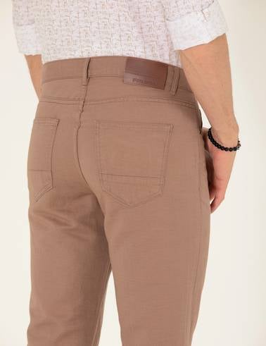 Vizon Slim Fit Keten Karışımlı Kanvas Pantolon