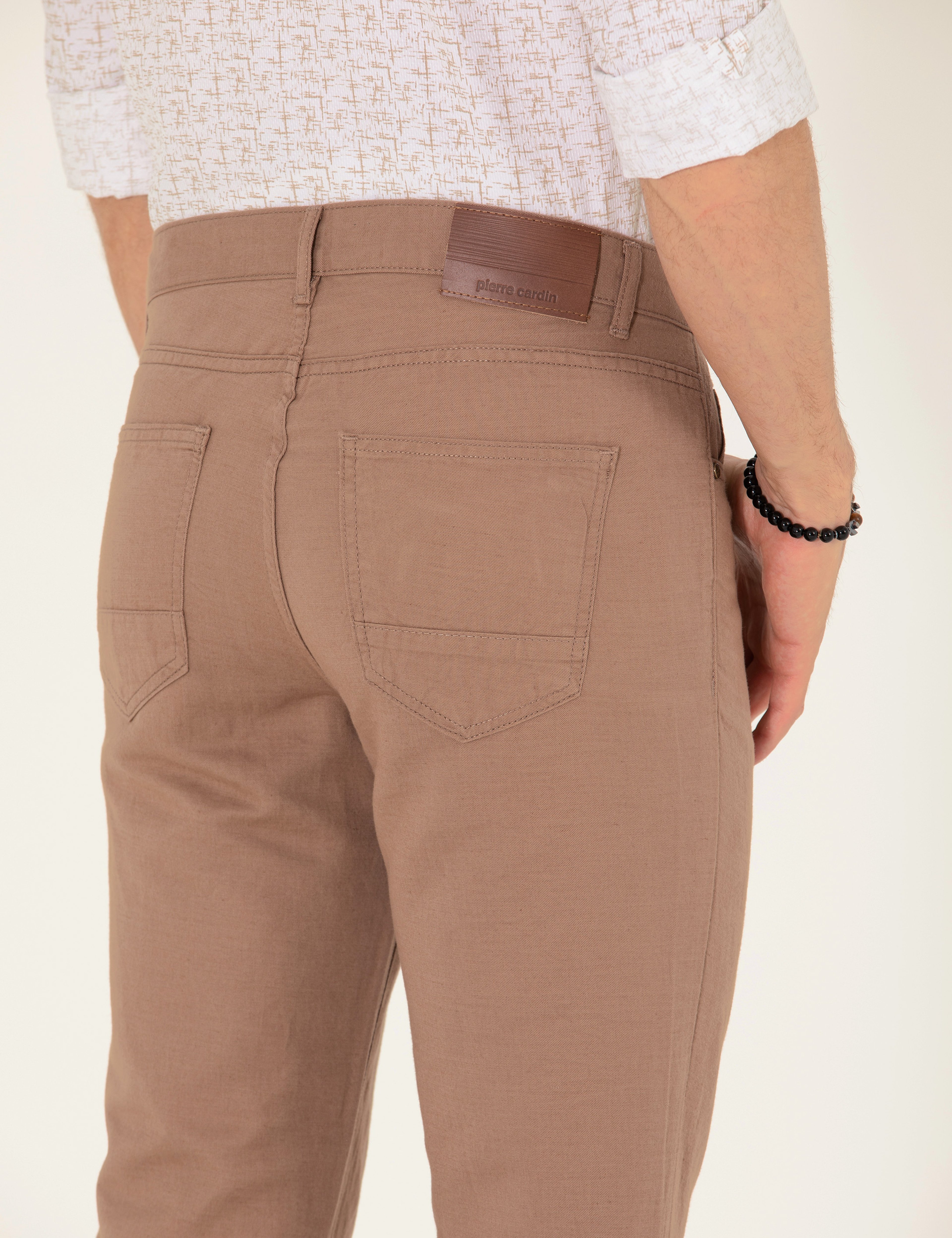 Vizon Slim Fit Keten Karışımlı Kanvas Pantolon