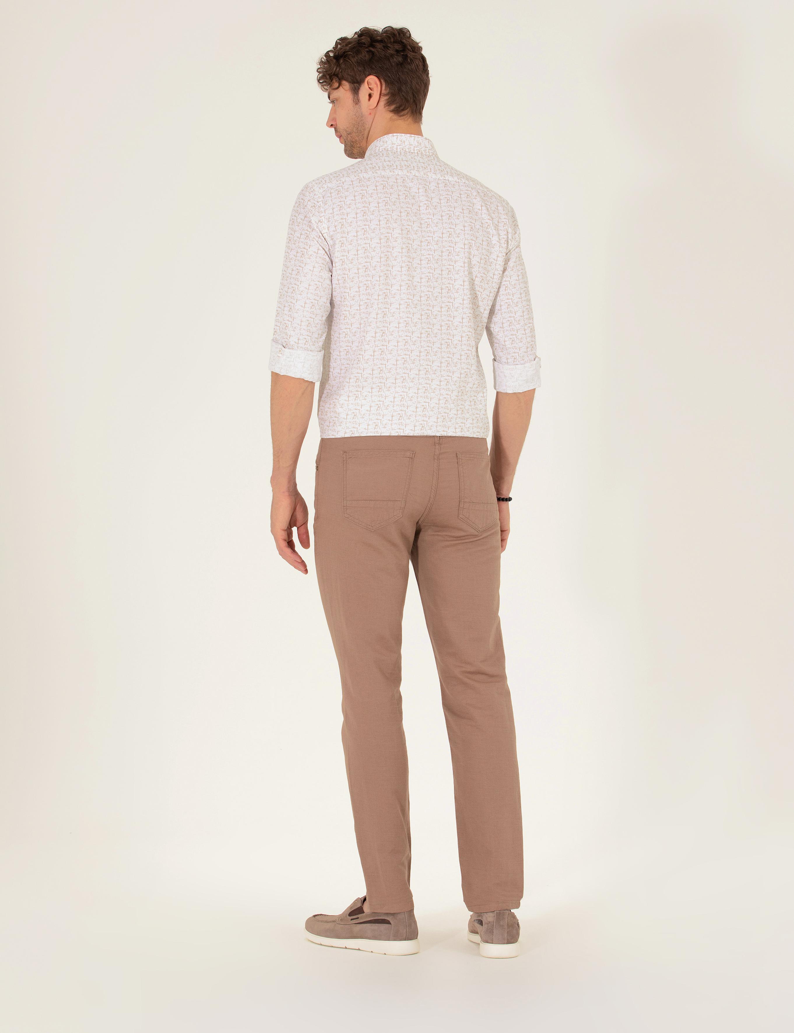 Vizon Slim Fit Keten Karışımlı Kanvas Pantolon