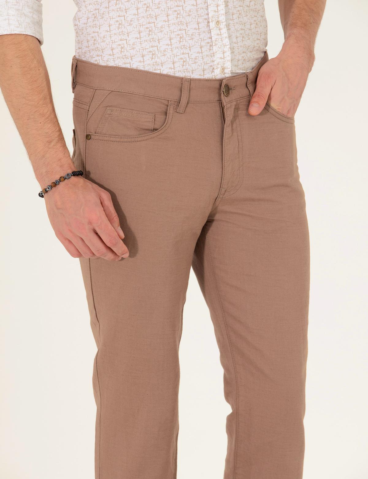 Vizon Slim Fit Keten Karışımlı Kanvas Pantolon - 50268095174