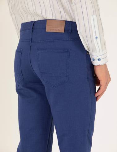 İndigo Slim Fit Keten Karışımlı Kanvas Pantolon