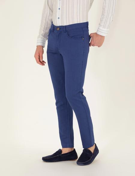 İndigo Slim Fit Keten Karışımlı Kanvas Pantolon - 50268095398