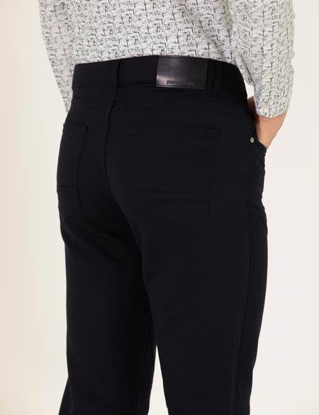 Siyah Slim Fit Keten Karışımlı Kanvas Pantolon - 50268095519