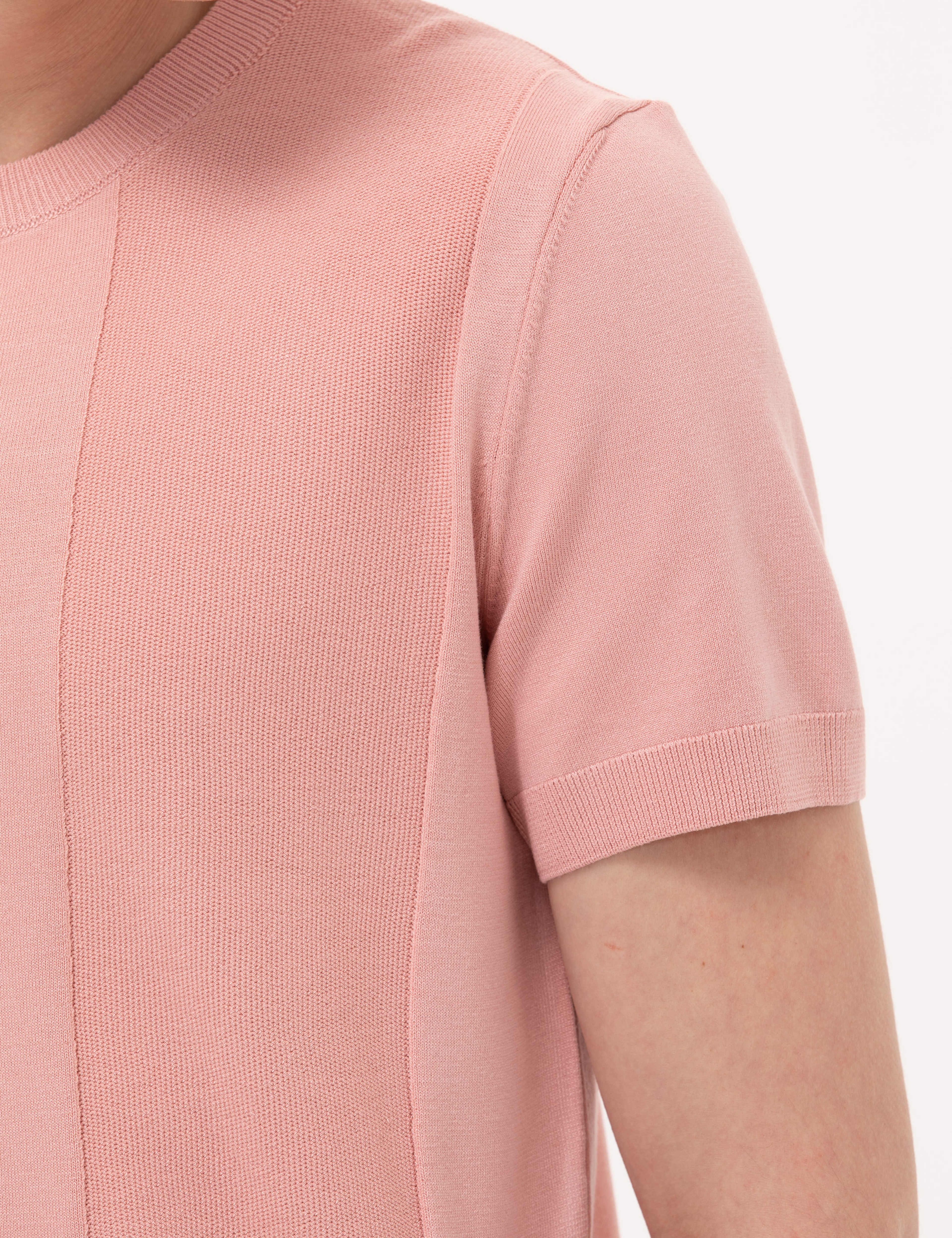 Pembe Slim Fit Bisiklet Yaka Triko Tişört