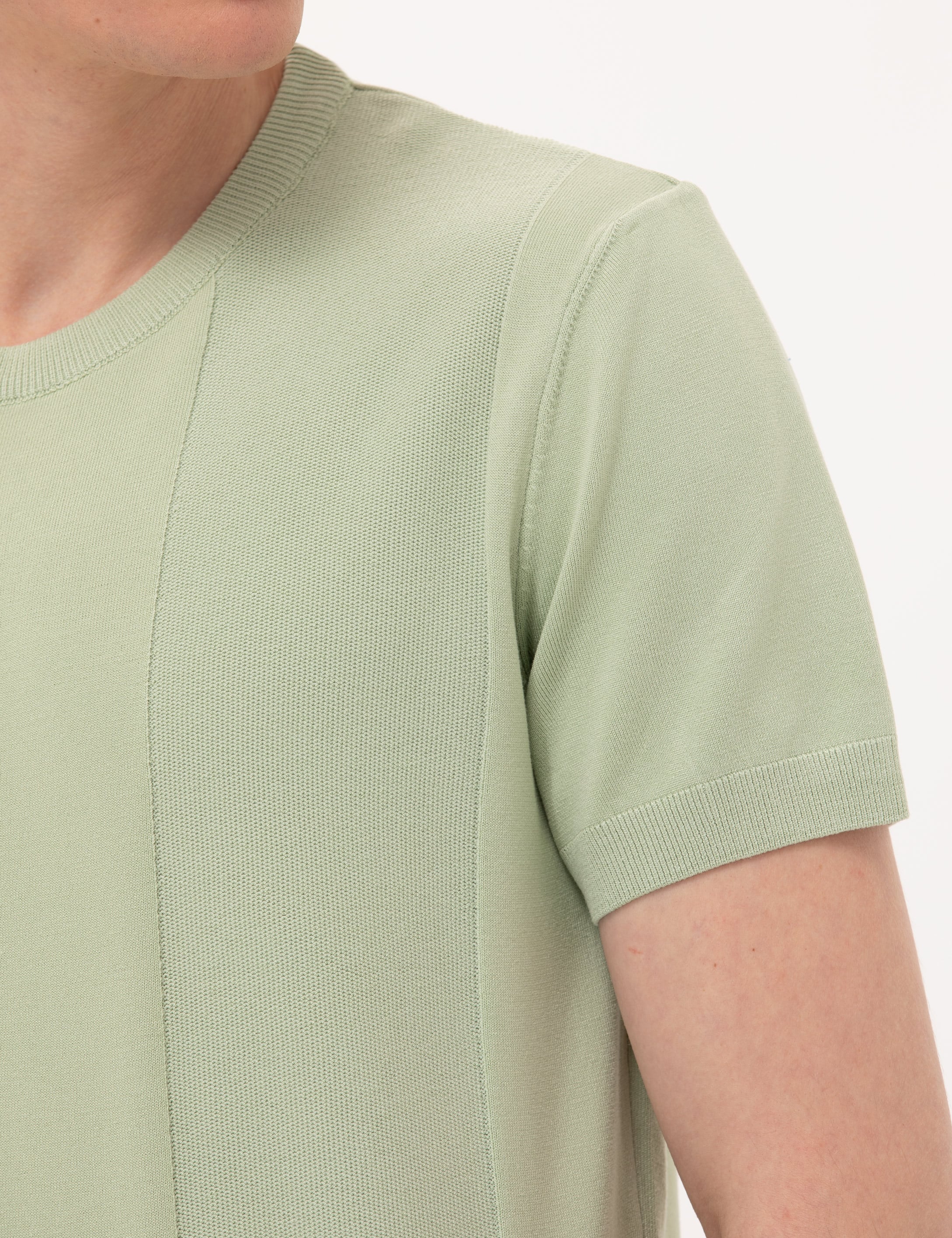 Su Yeşili Slim Fit Bisiklet Yaka Triko Tişört