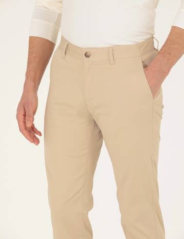 Bej Regular Fit Kanvas Pantolon