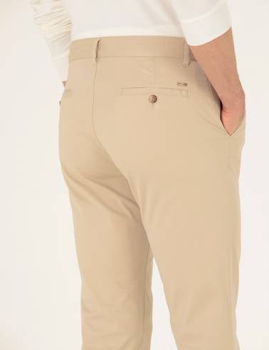 Bej Regular Fit Kanvas Pantolon