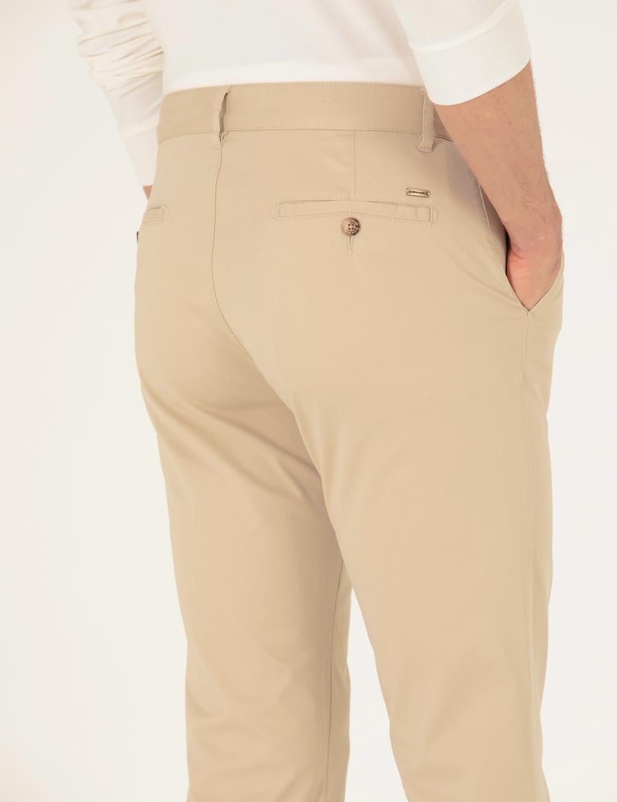 Bej Regular Fit Kanvas Pantolon