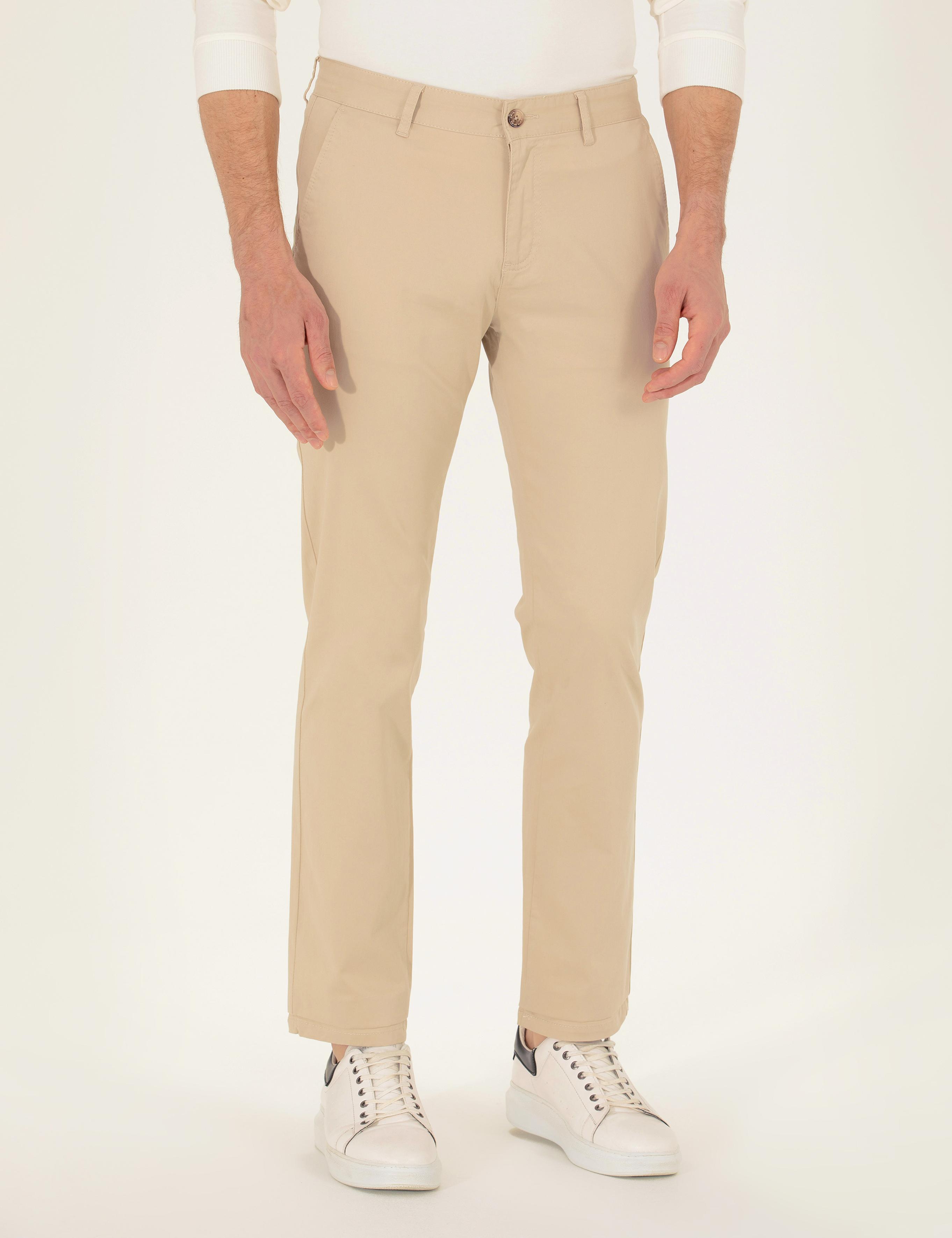 Bej Regular Fit Kanvas Pantolon
