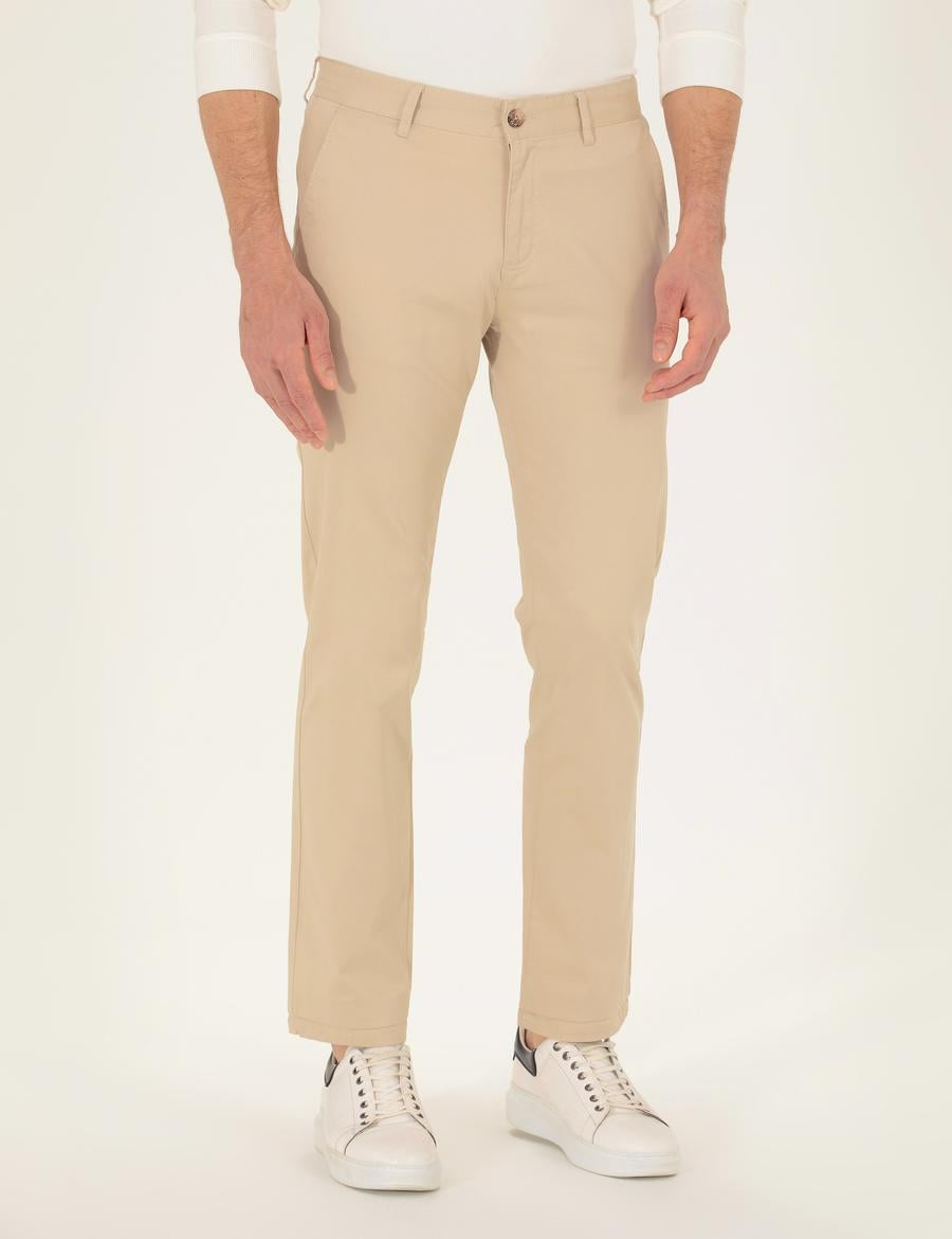 Bej Regular Fit Kanvas Pantolon