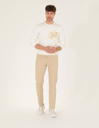 Bej Regular Fit Kanvas Pantolon
