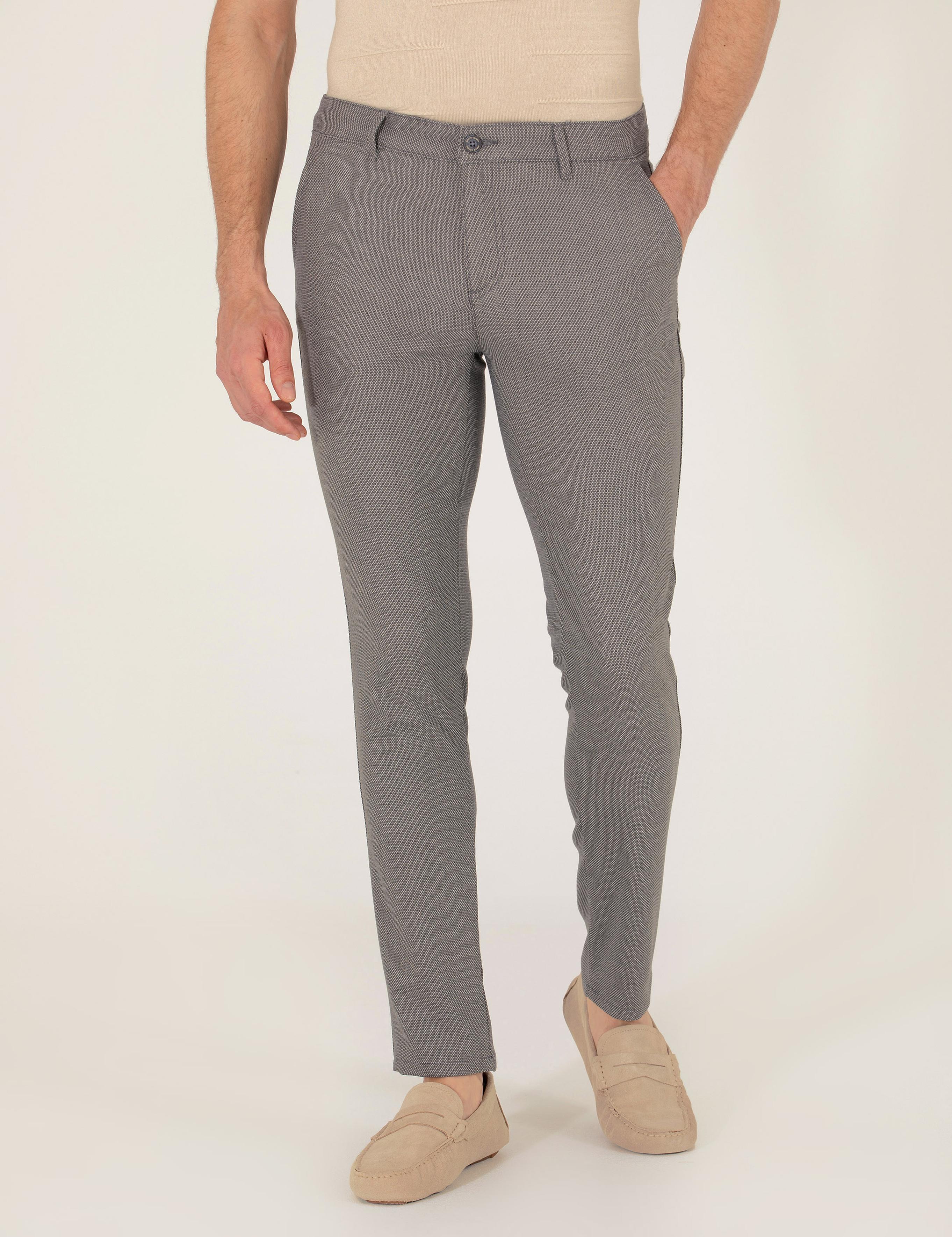 Gri Slim Fit Kanvas Pantolon