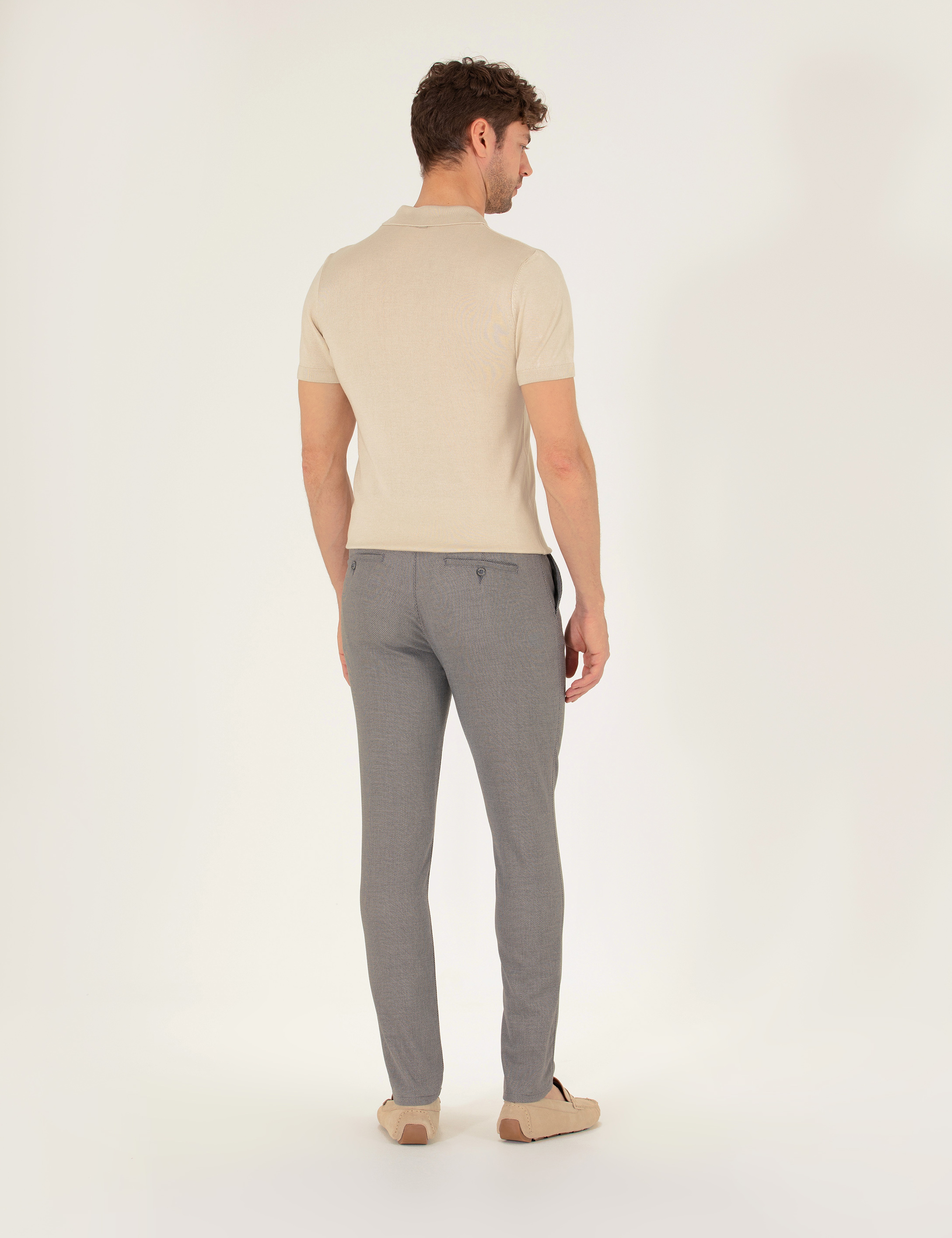 Gri Slim Fit Kanvas Pantolon