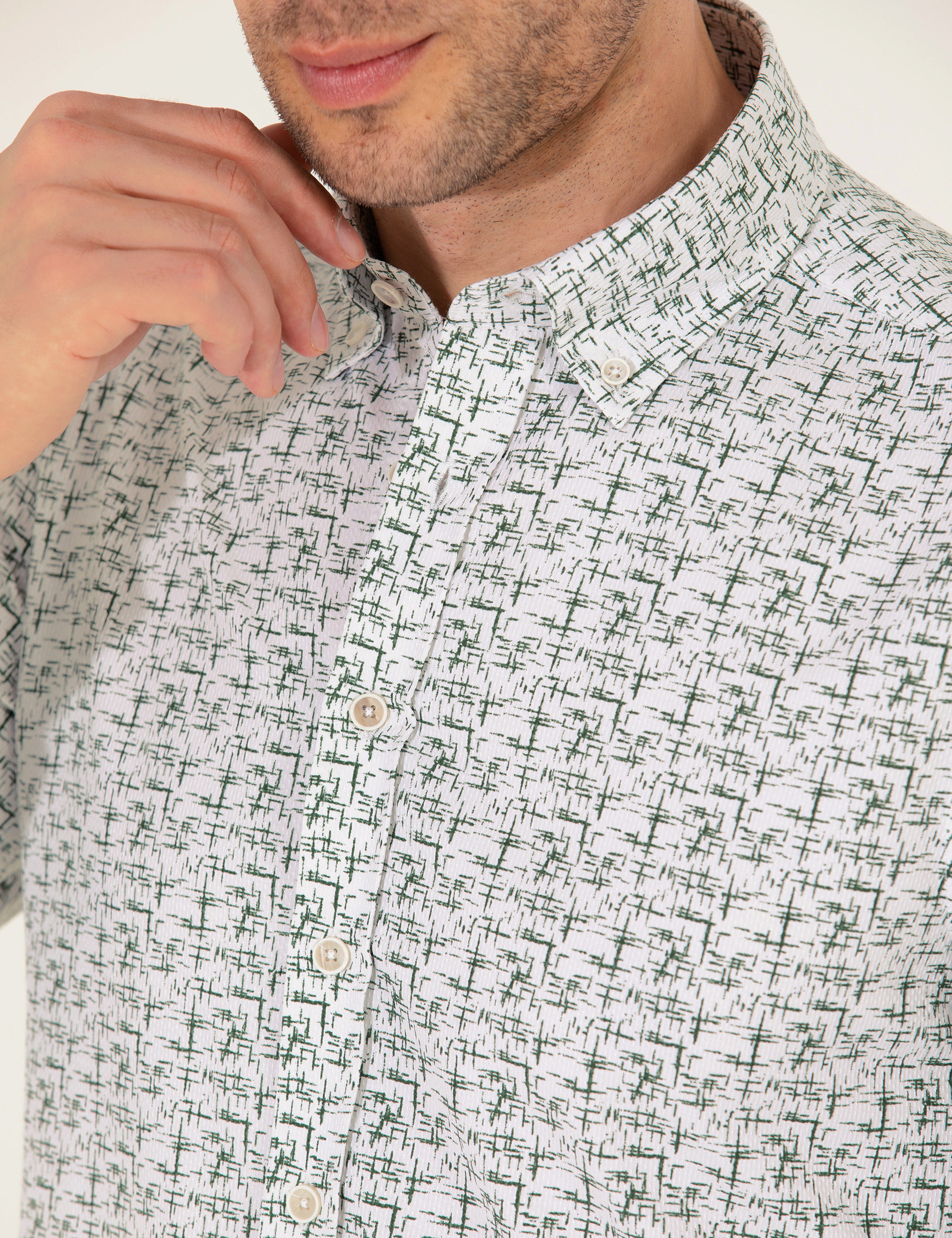 Haki Slim Fit Uzun Kollu Gömlek - Image 7