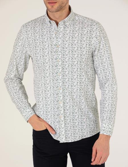 Haki Slim Fit Uzun Kollu Gömlek - 50272323017