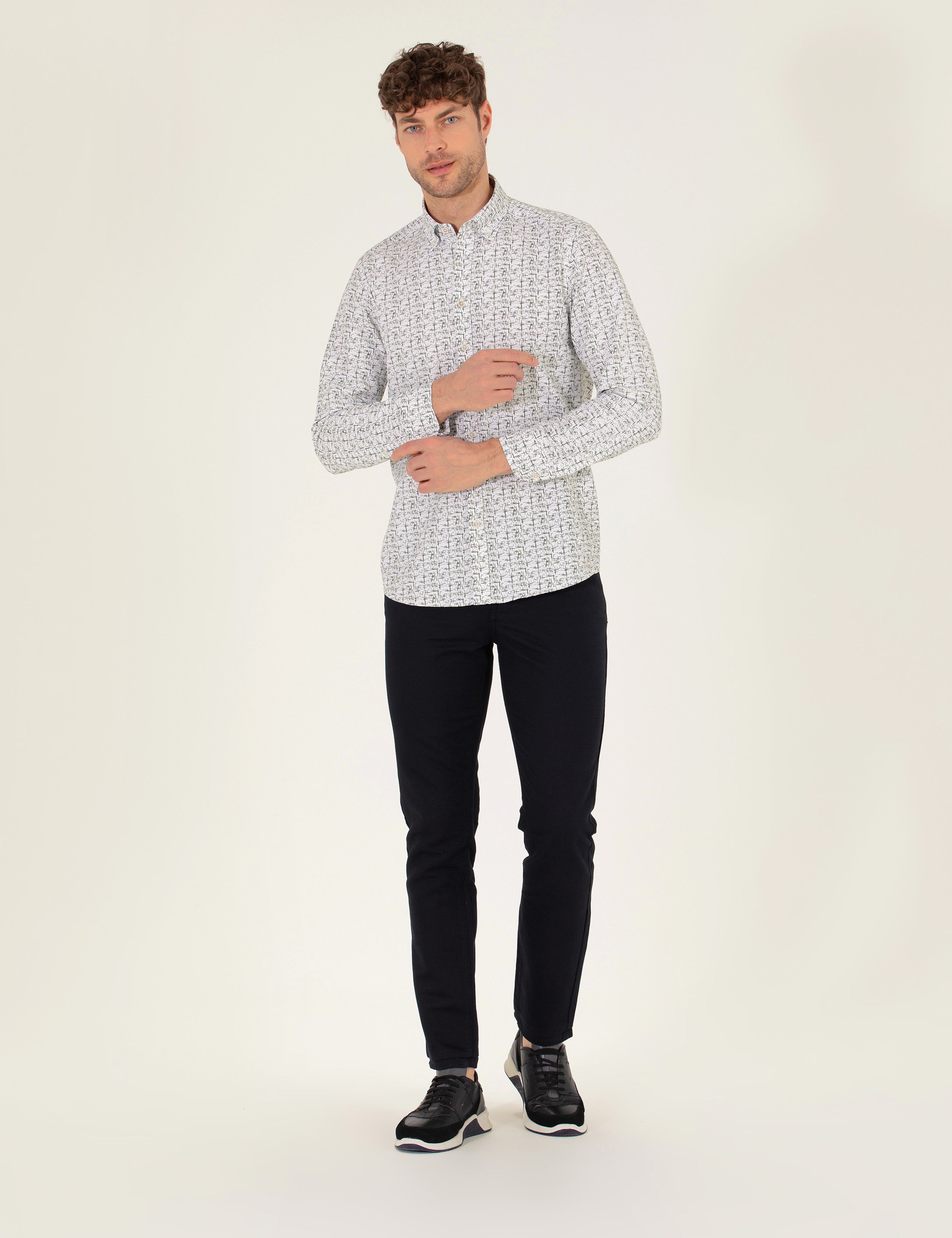 Haki Slim Fit Uzun Kollu Gömlek - Image 4