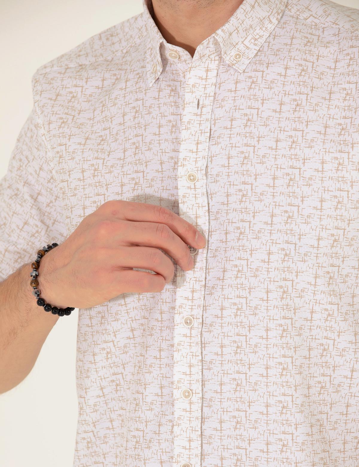 Bej Slim Fit Uzun Kollu Gömlek - 50272323027