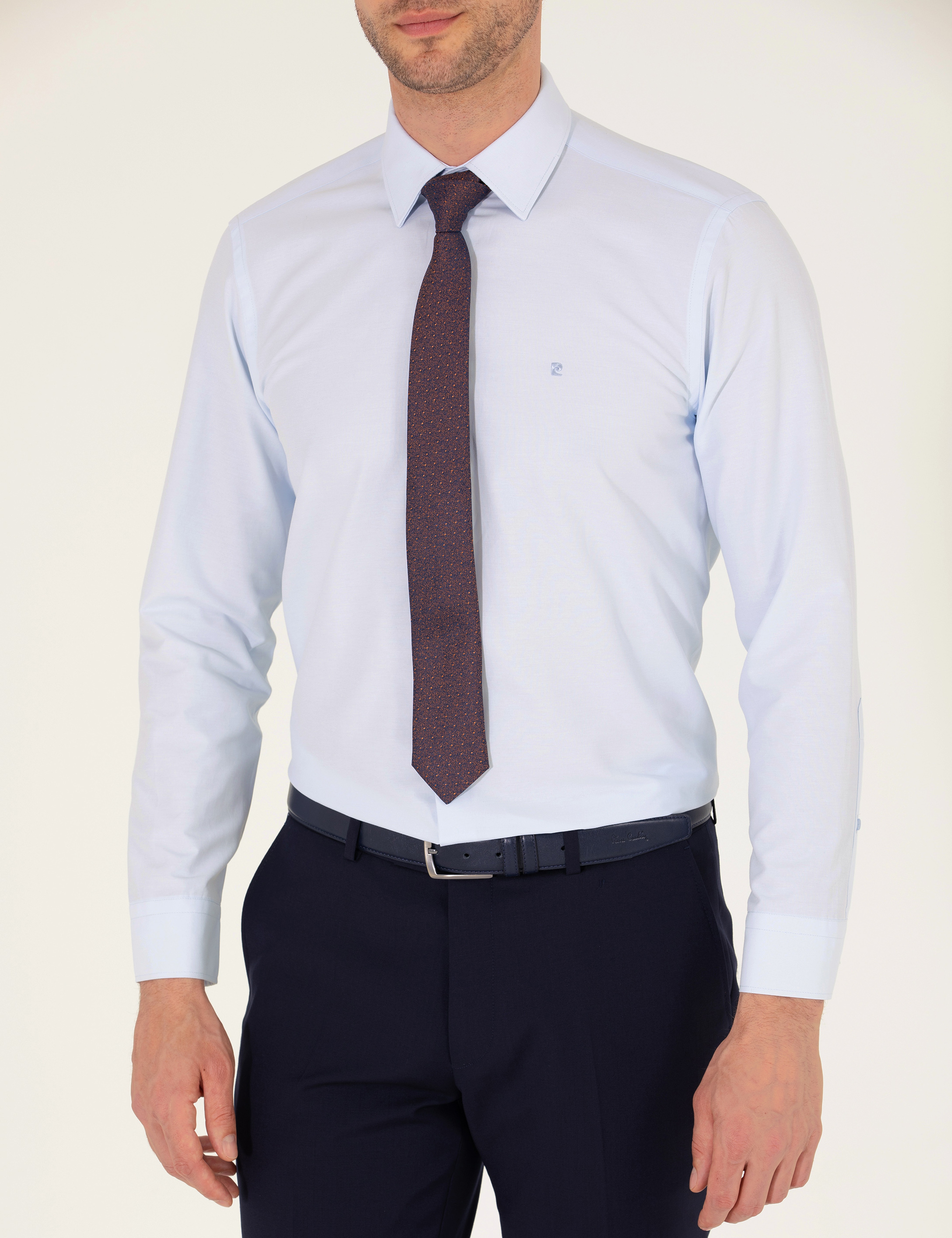 Açık Mavi Regular Fit Uzun Kollu Klasik Gömlek - Image 6