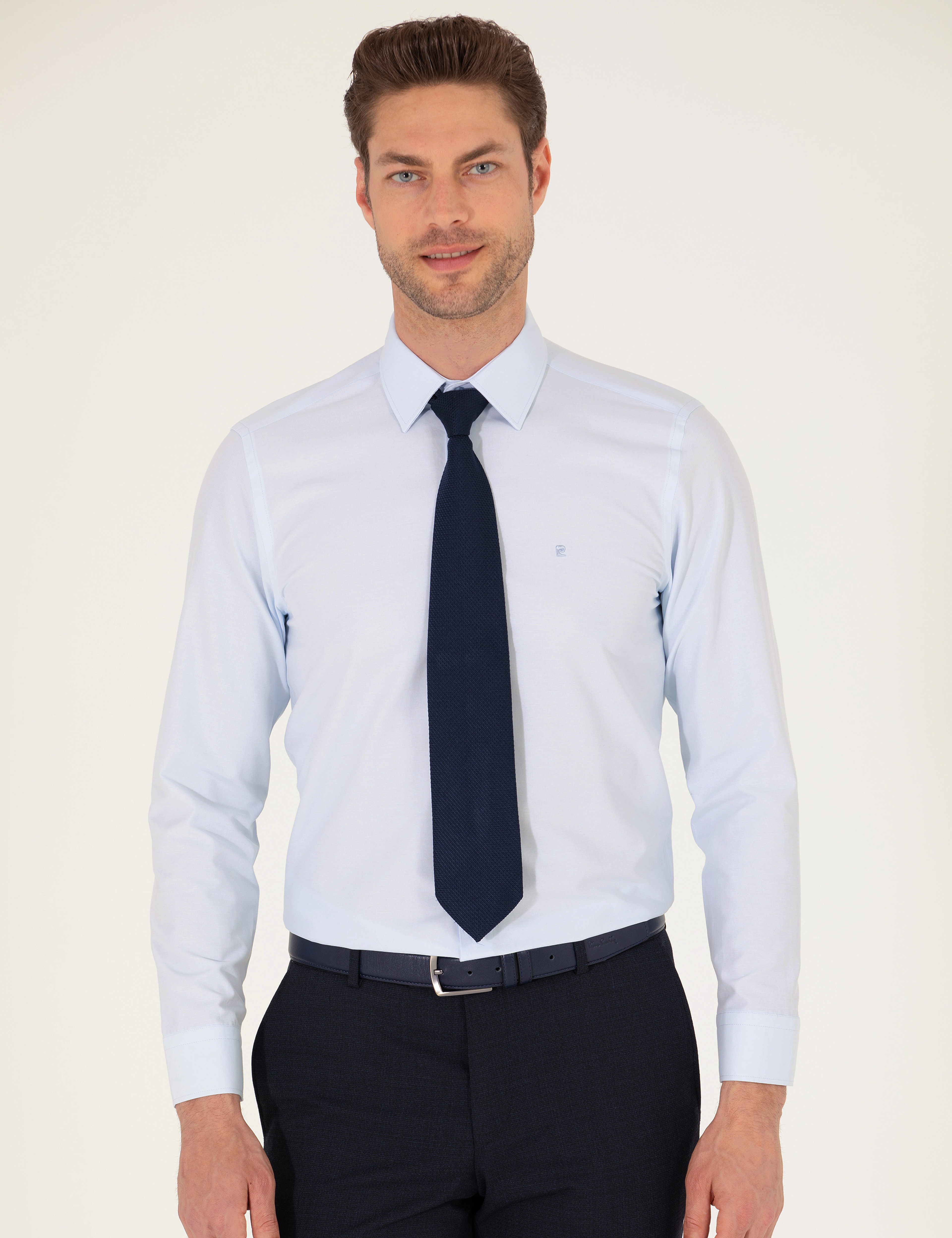 Açık Mavi Slim Fit Uzun Kollu Klasik Gömlek - Image 2