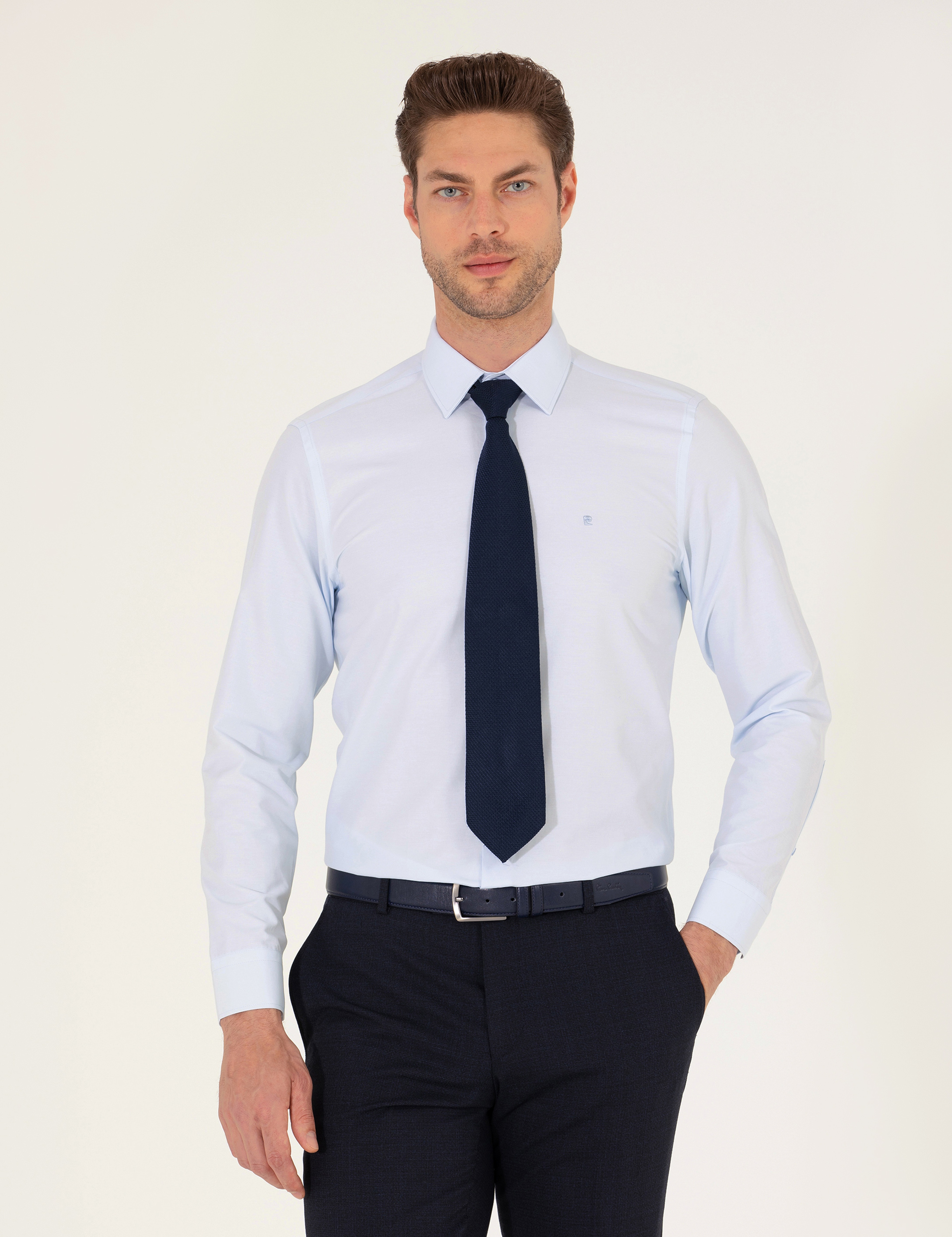 Açık Mavi Slim Fit Uzun Kollu Klasik Gömlek - Image 1