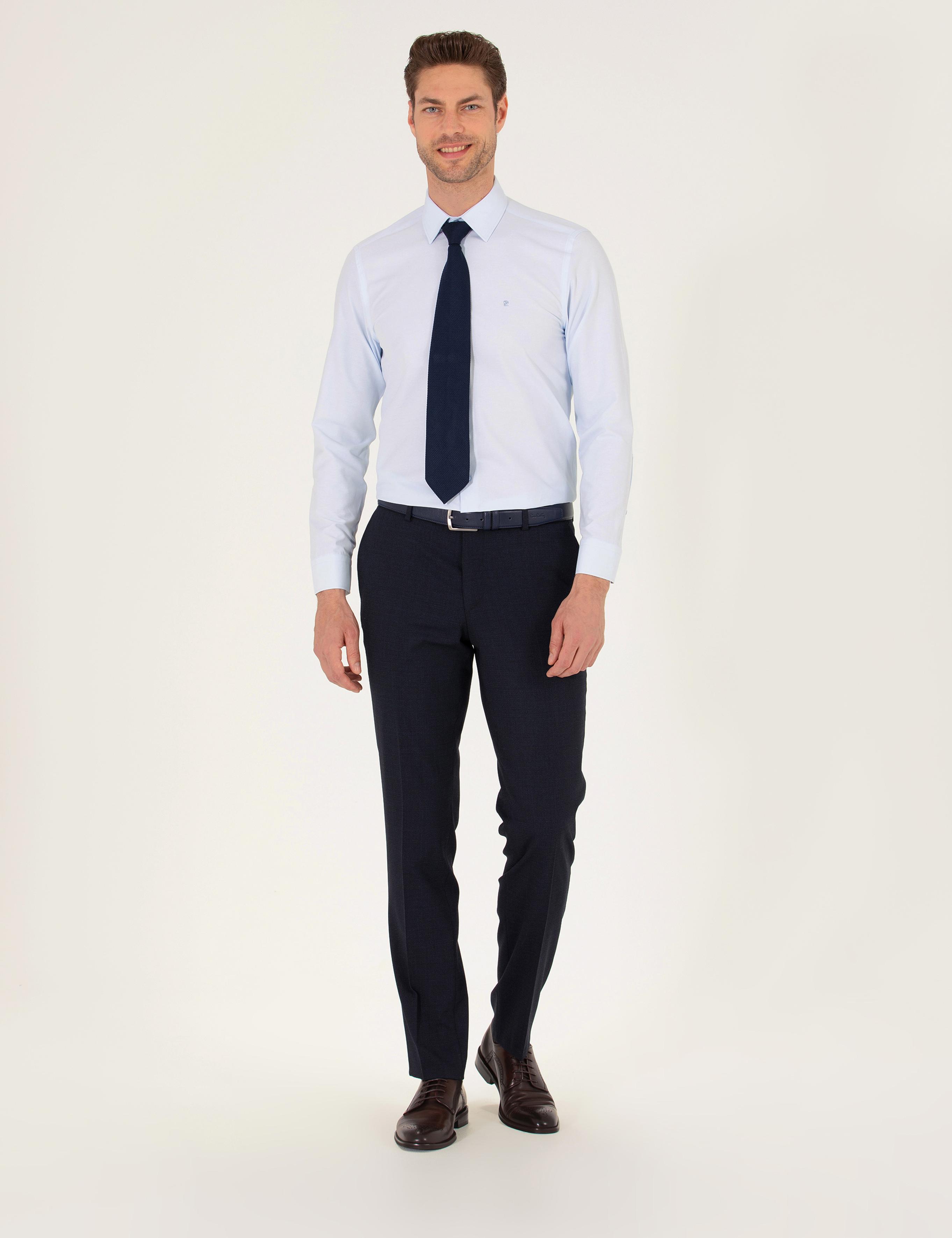 Açık Mavi Slim Fit Uzun Kollu Klasik Gömlek