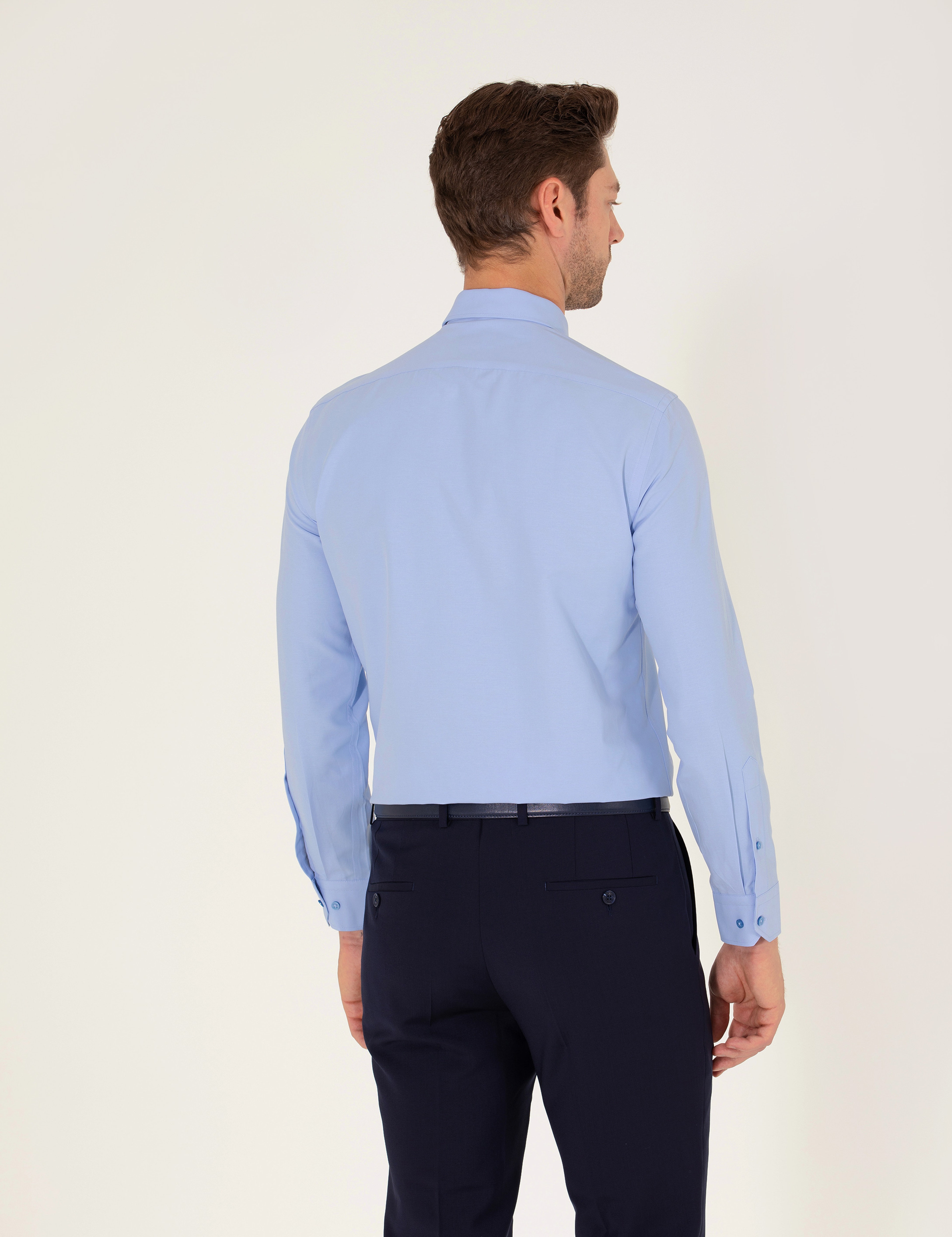 Mavi Slim Fit Uzun Kollu Klasik Gömlek - Image 5