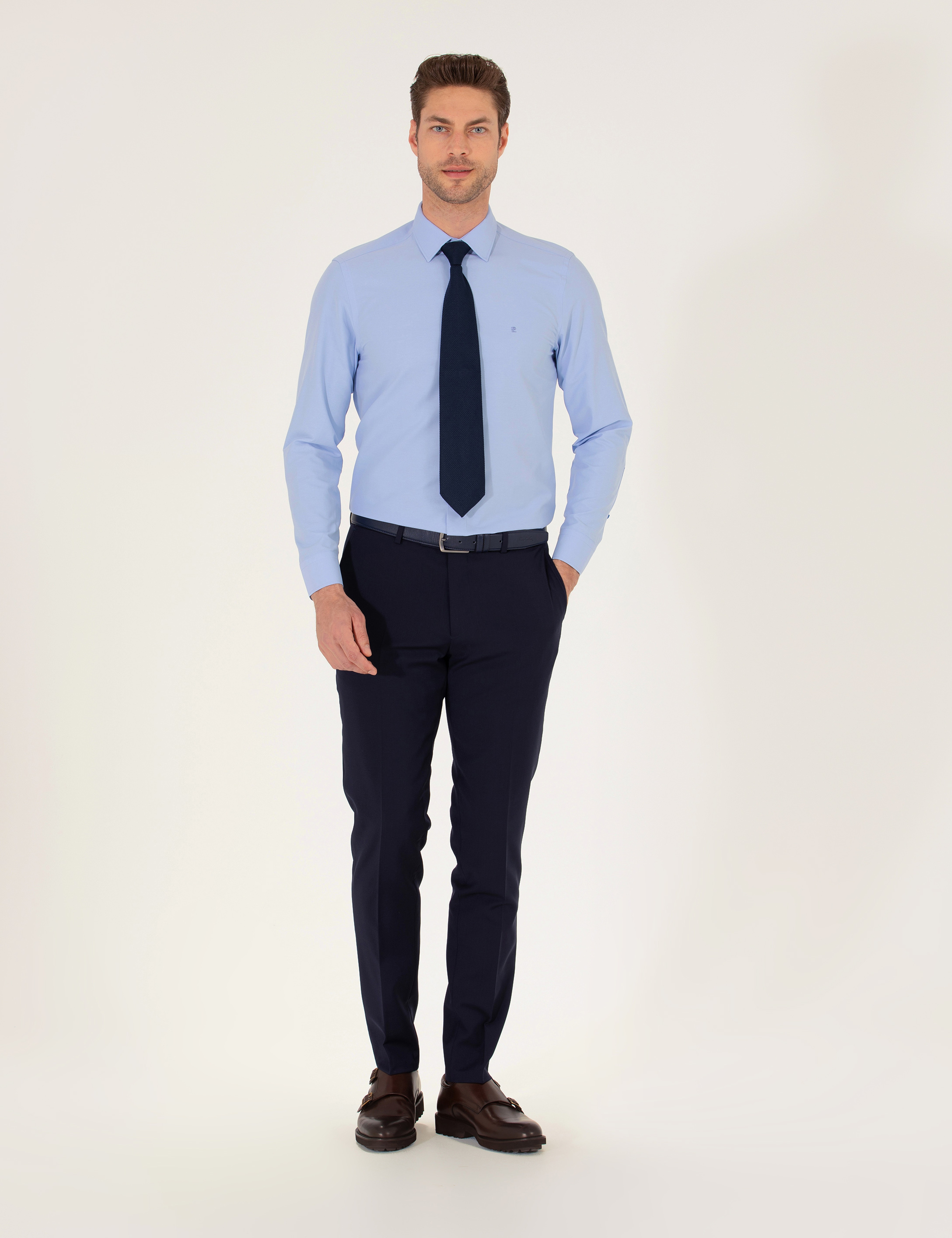 Mavi Slim Fit Uzun Kollu Klasik Gömlek - Image 4