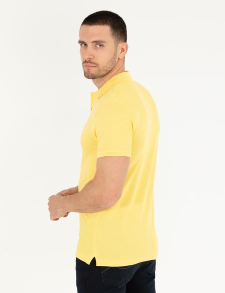 Açık Sarı Slim Fit Polo Yaka Basic Tişört - 50262660113