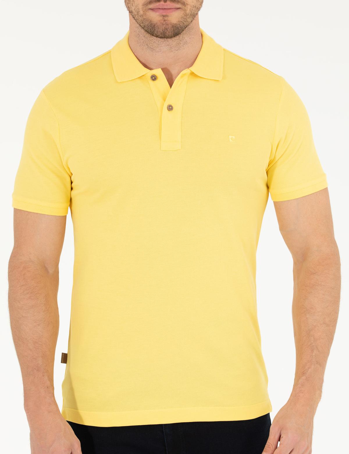 Açık Sarı Slim Fit Polo Yaka Basic Tişört - 50262660113