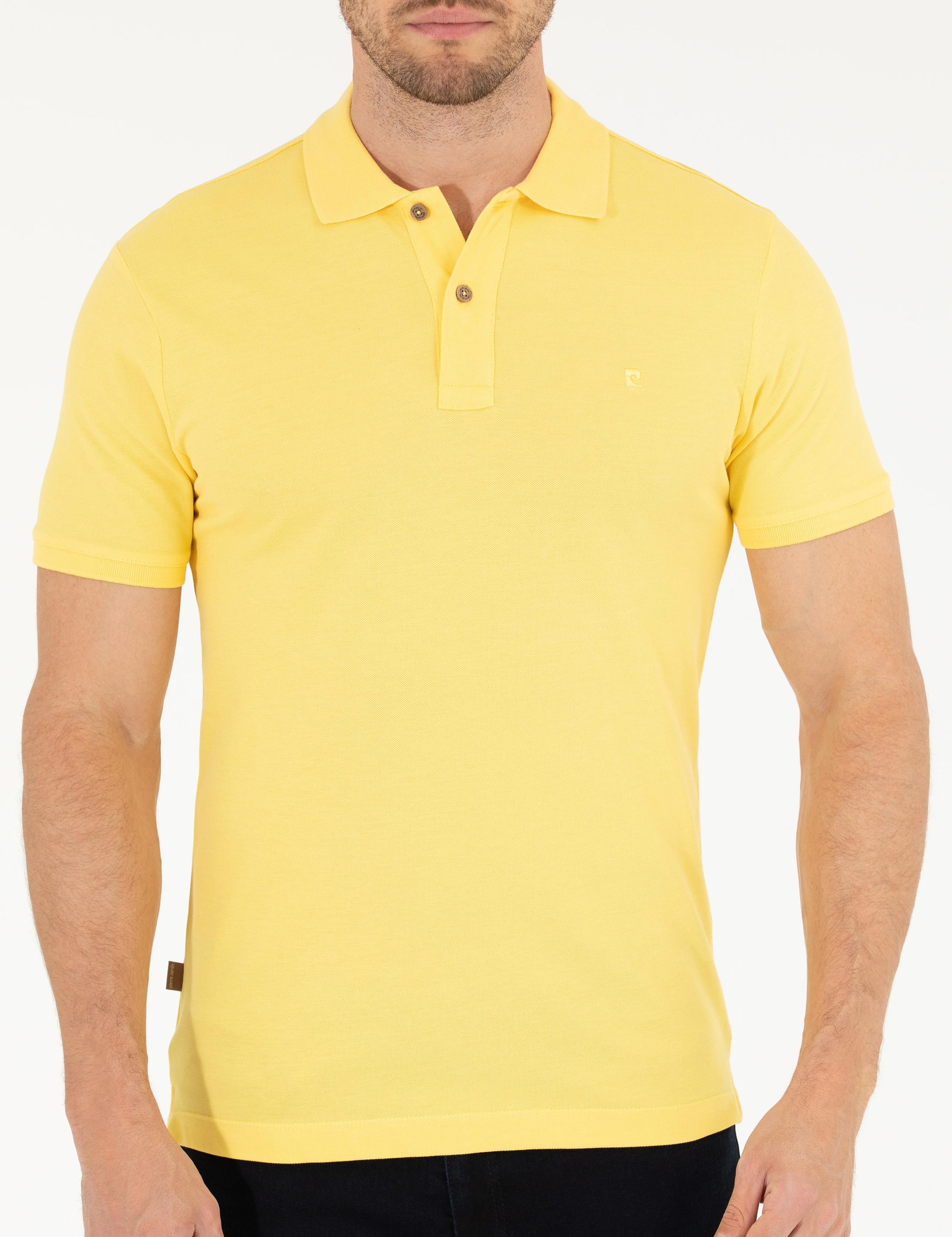 Açık Sarı Slim Fit Polo Yaka Basic Tişört
