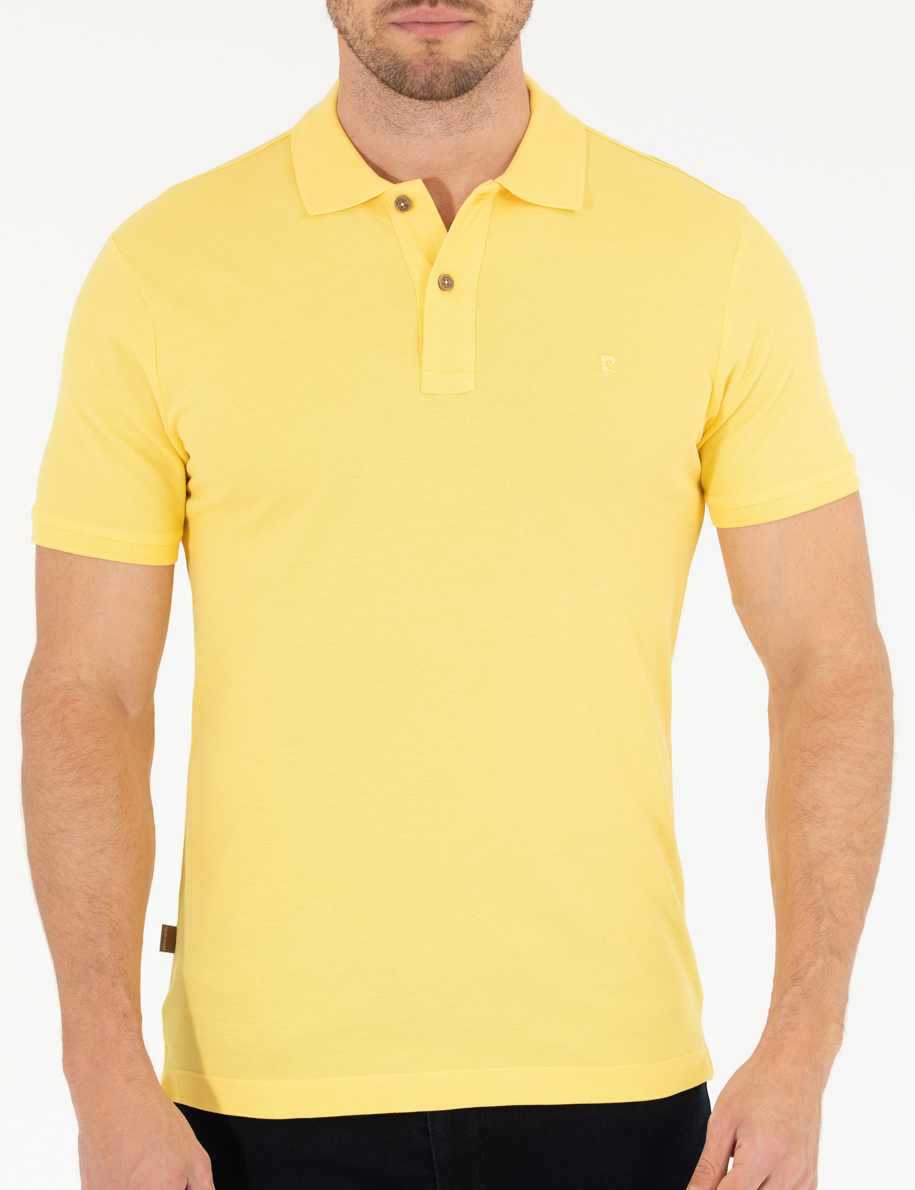 Açık Sarı Slim Fit %100 Pamuk Polo Yaka Basic Tişört - Image 6
