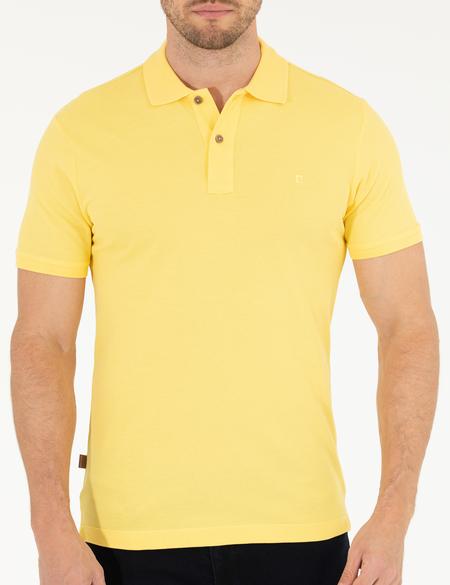 Açık Sarı Slim Fit Polo Yaka Basic Tişört - 50262660113