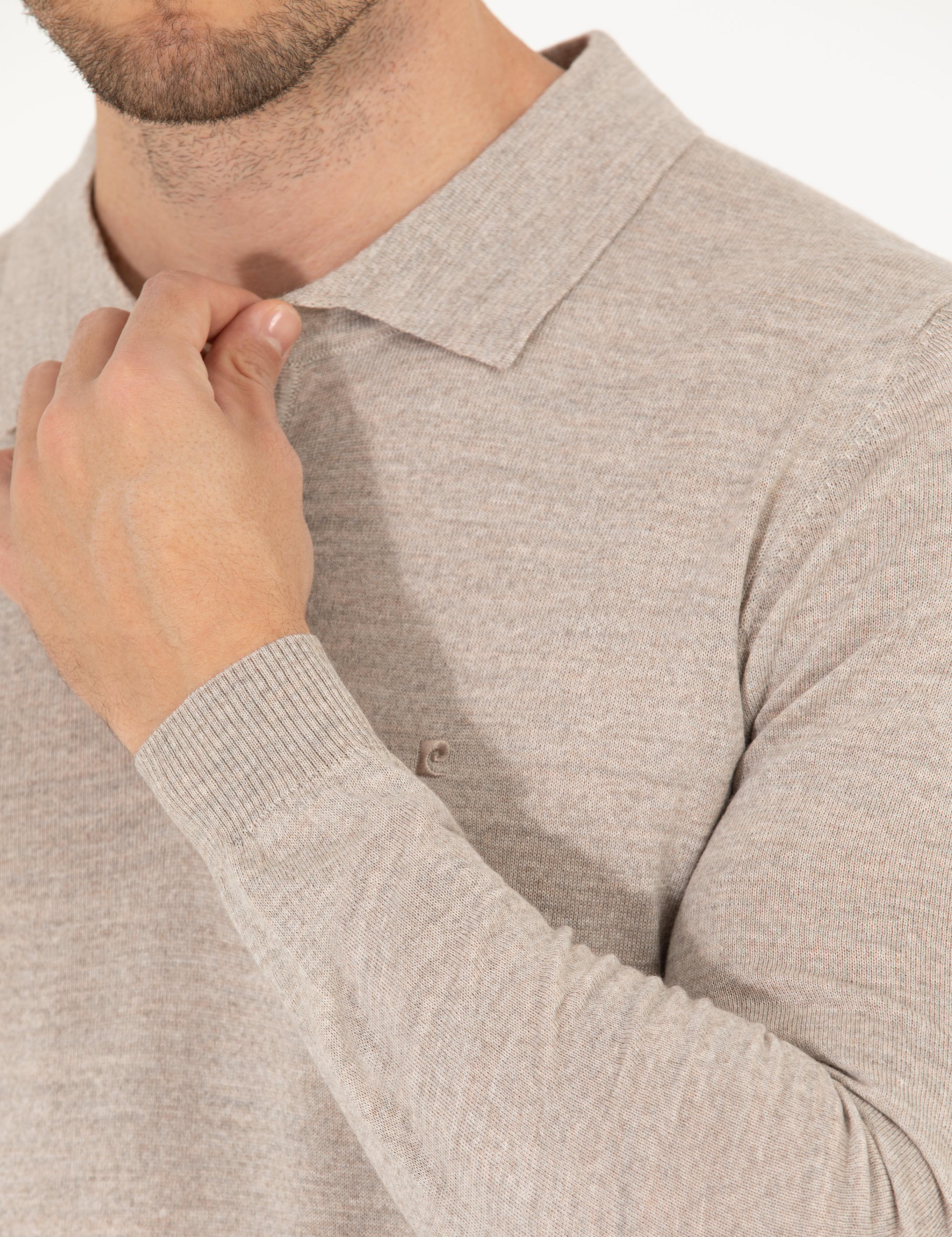 Taş Slim Fit Polo Yaka Yün Karışımlı Basic Triko Kazak