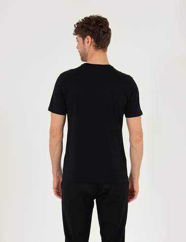 Siyah Slim Fit Cepli Bisiklet Yaka Tişört