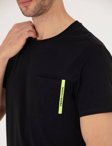 Siyah Slim Fit Cepli Bisiklet Yaka Tişört