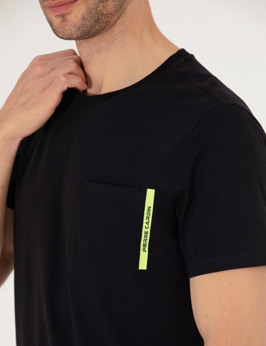 Siyah Slim Fit Cepli Bisiklet Yaka Tişört