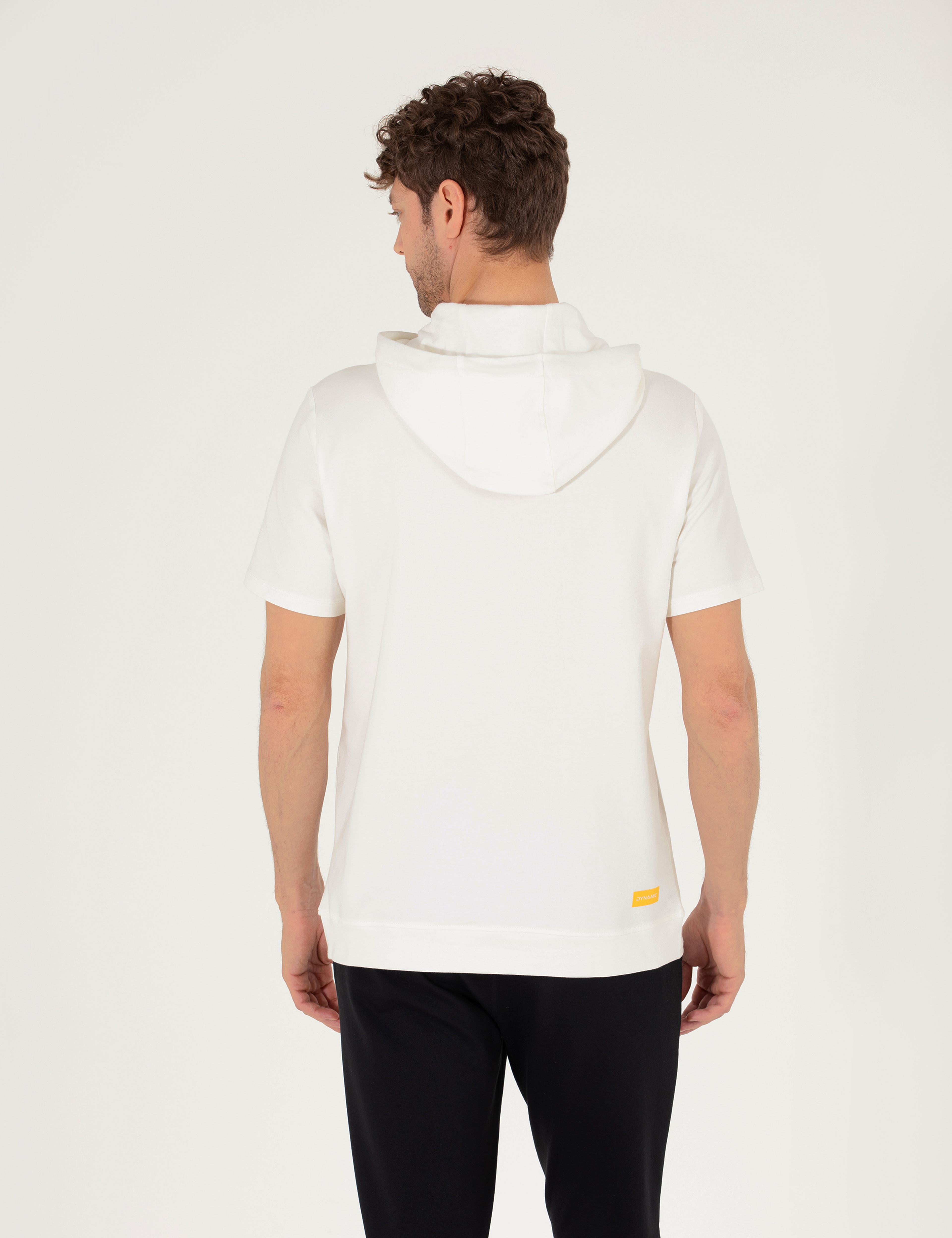 Ekru Regular Fit Kapüşonlu Tişört