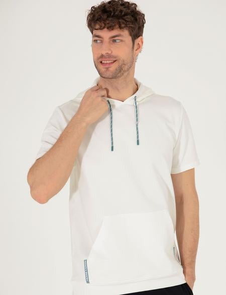 Ekru Regular Fit Kapüşonlu Tişört - 50262648075
