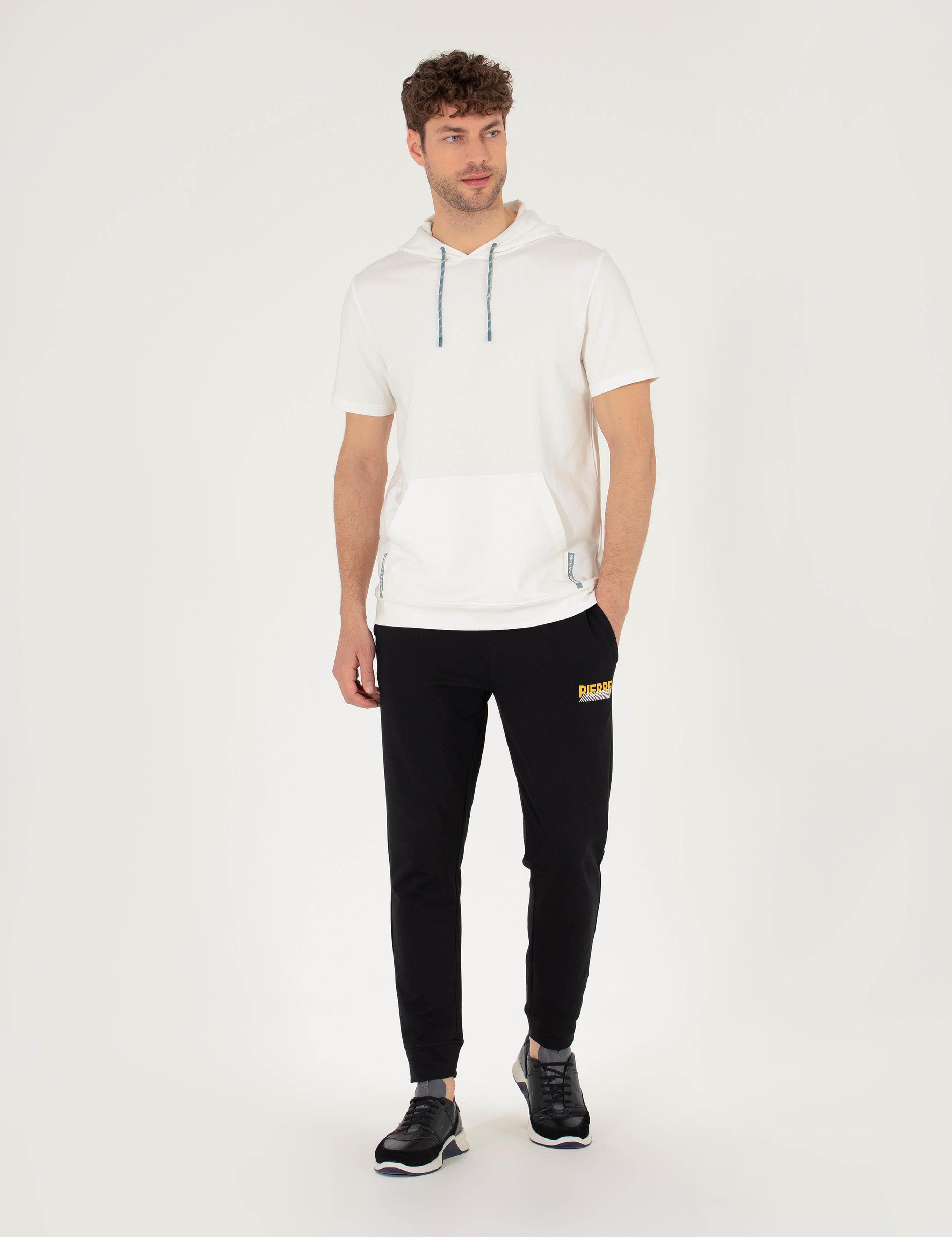 Ekru Regular Fit Kapüşonlu Tişört