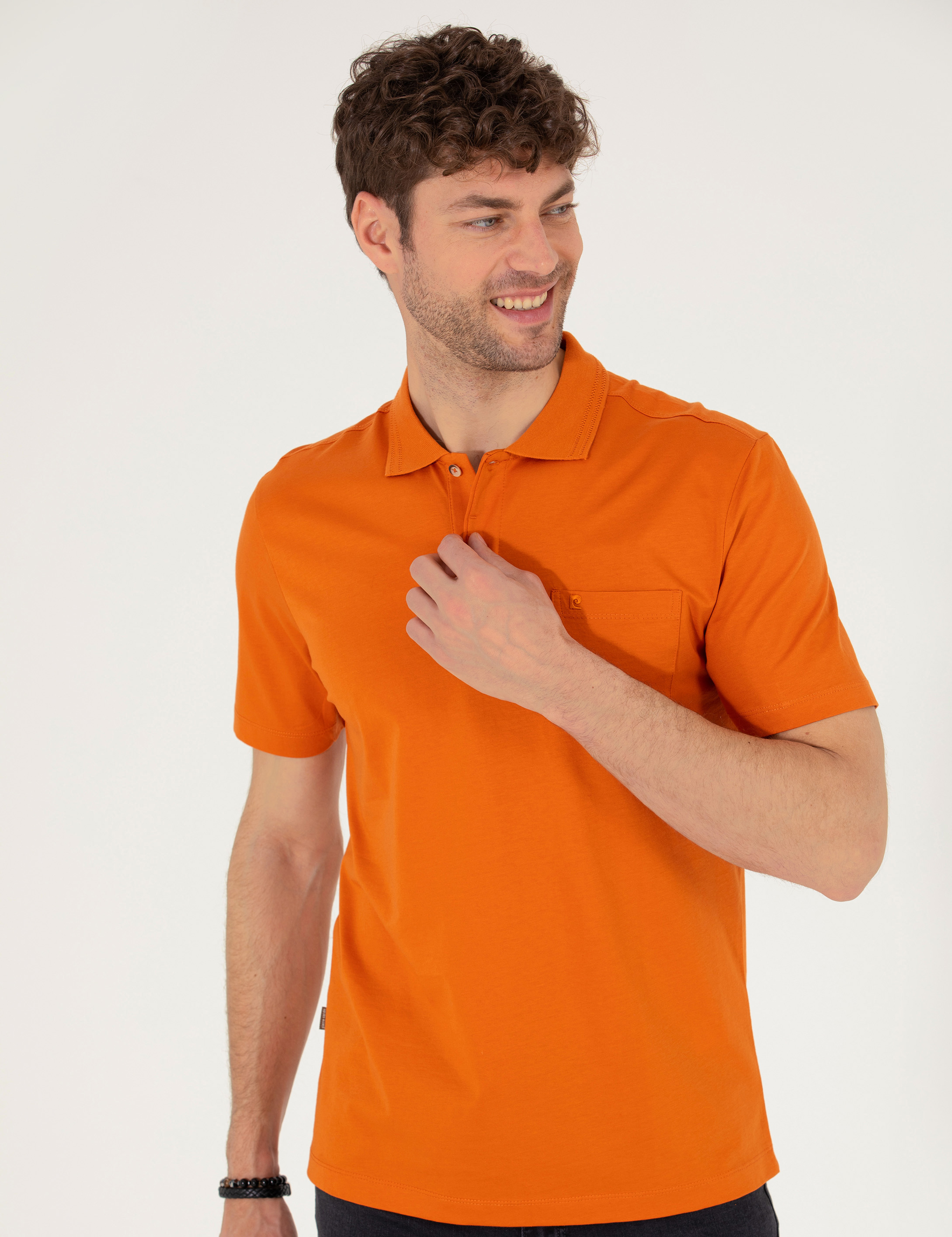 Pierre Cardin Kahverengi Regular Fit %100 Pamuk Merserize Düğmeli Polo Yaka Basic Tişört görsel 2
