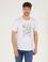 Beyaz Slim Fit Baskılı Bisiklet Yaka Tişört