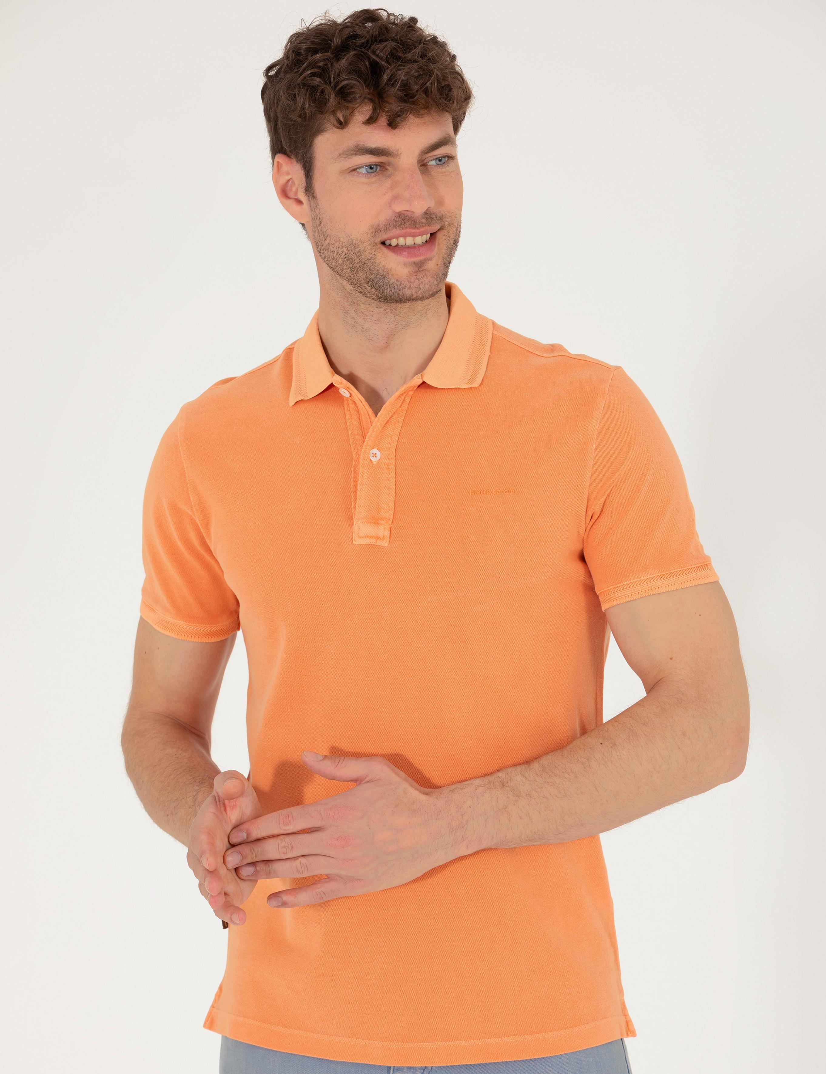 Turuncu Slim Fit Polo Yaka Tişört